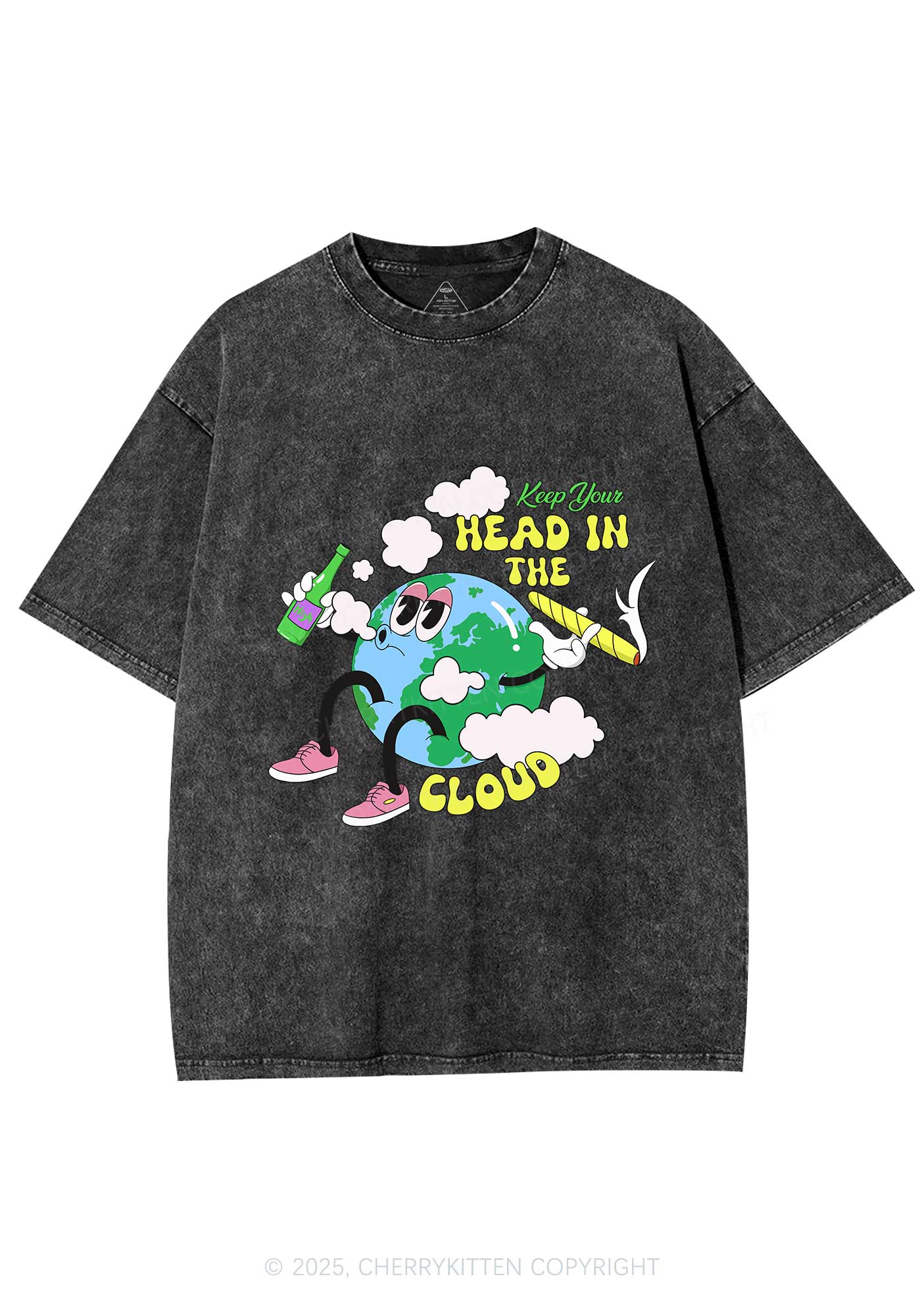 Keep Your Head In Cloud Y2K Washed Tee Cherrykitten - Image 3