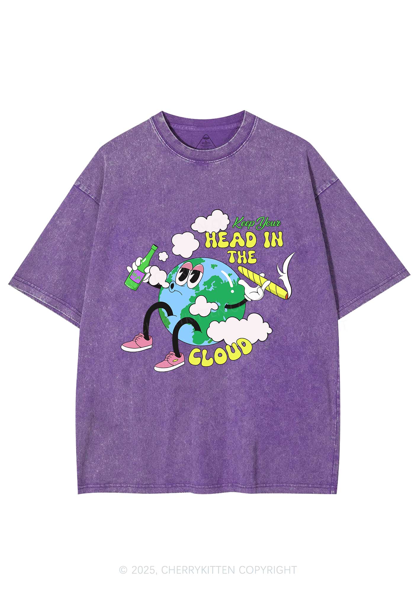 Keep Your Head In Cloud Y2K Washed Tee Cherrykitten - Image 4