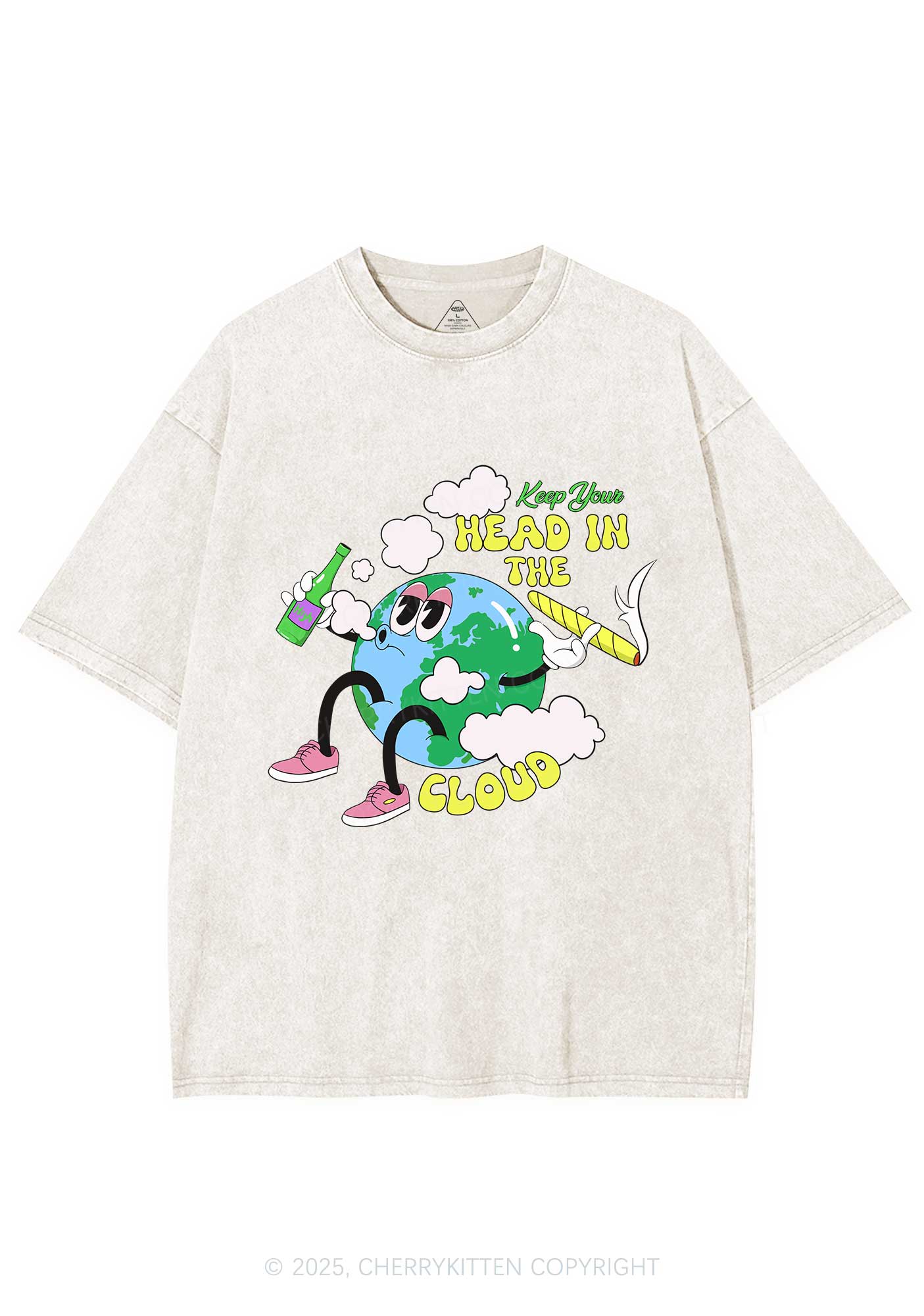 Keep Your Head In Cloud Y2K Washed Tee Cherrykitten - Image 5