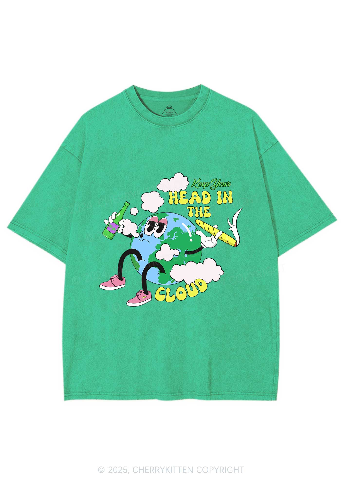 Keep Your Head In Cloud Y2K Washed Tee Cherrykitten - Image 6