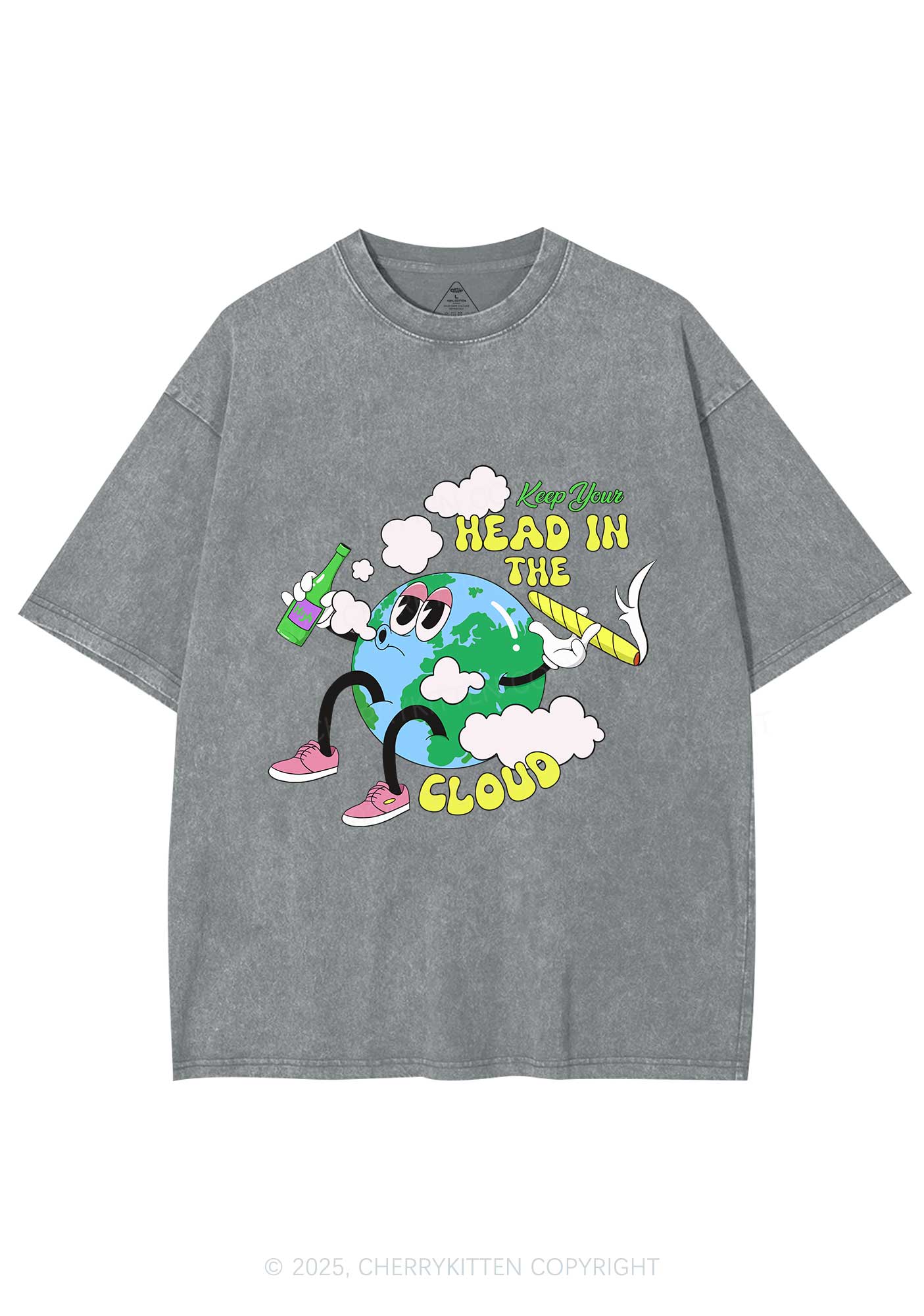 Keep Your Head In Cloud Y2K Washed Tee Cherrykitten - Image 8