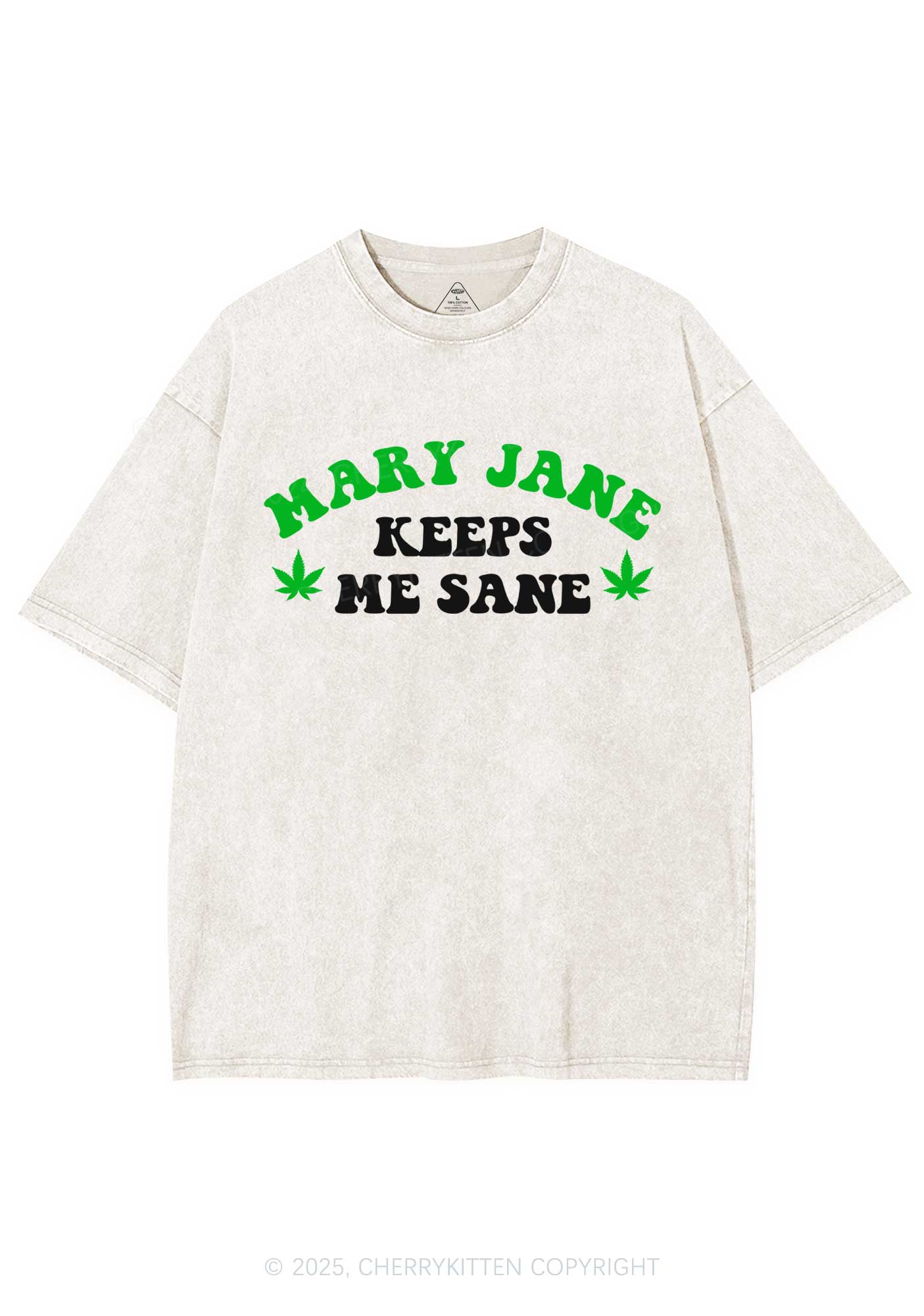 Keeps Me Sane Y2K Shirts Washed Tee Cherrykitten - Image 3