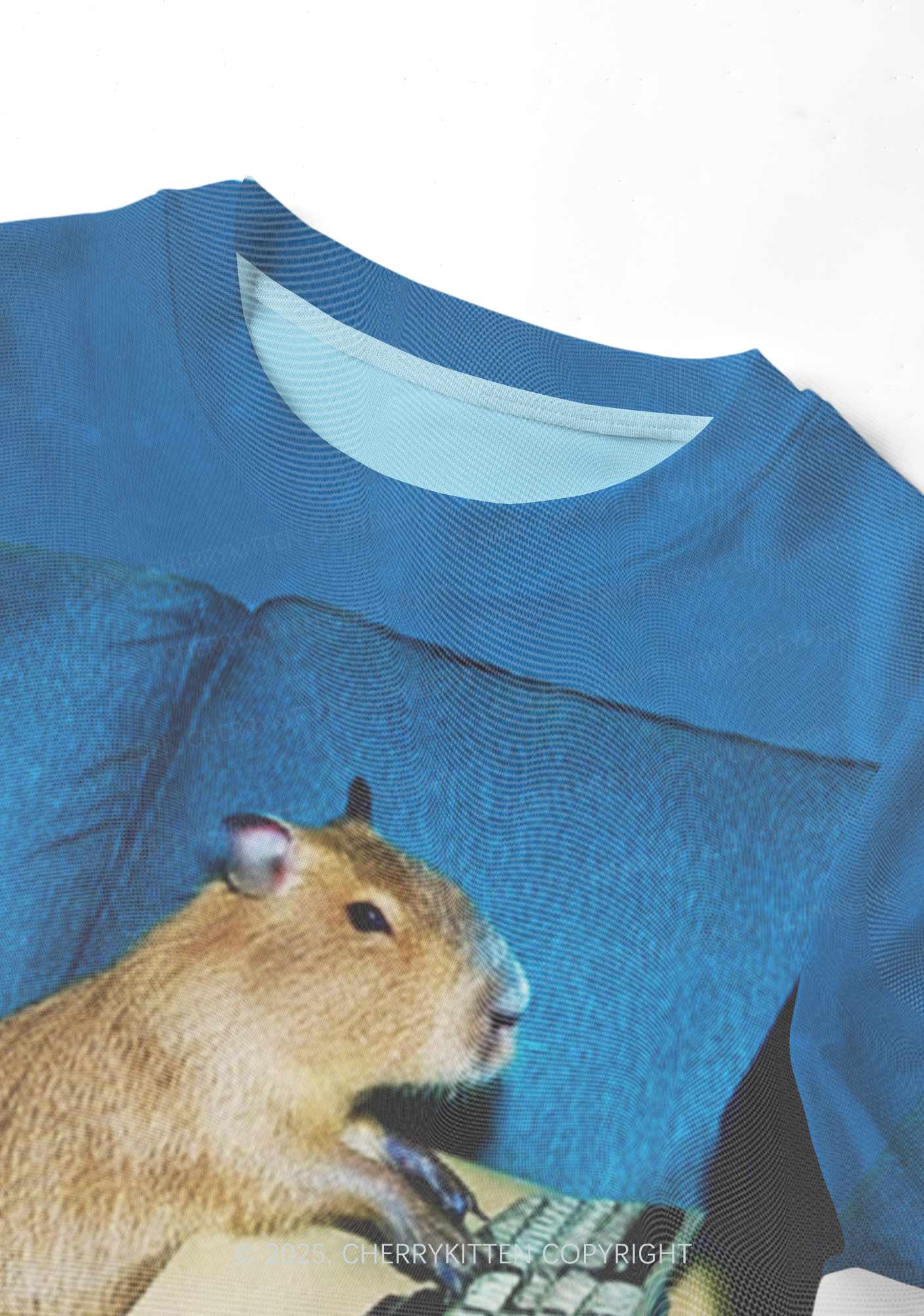Keyboard Capybara Y2K Mesh Crop Top Cherrykitten - Image 4
