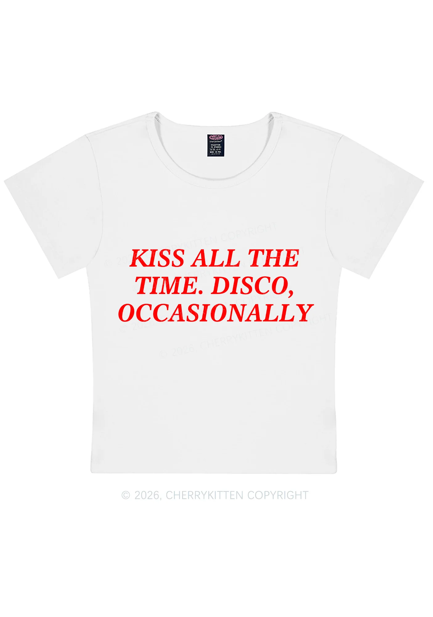Kiss All The Time Y2K Baby Tee Cherrykitten - Image 4