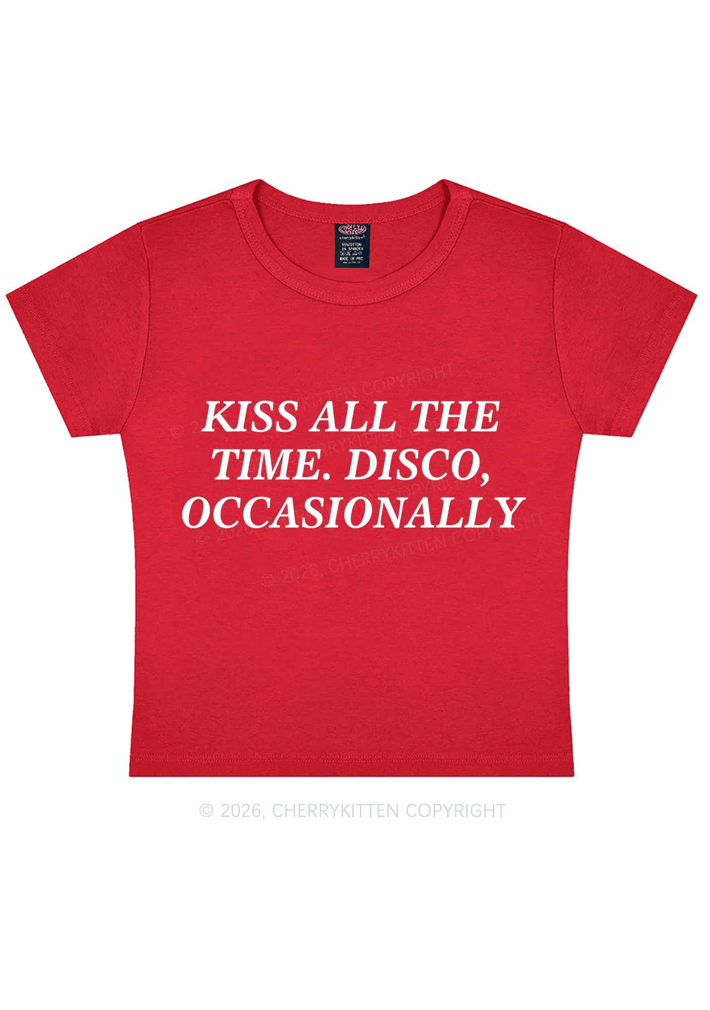 Kiss All The Time Y2K Baby Tee Cherrykitten - Image 5