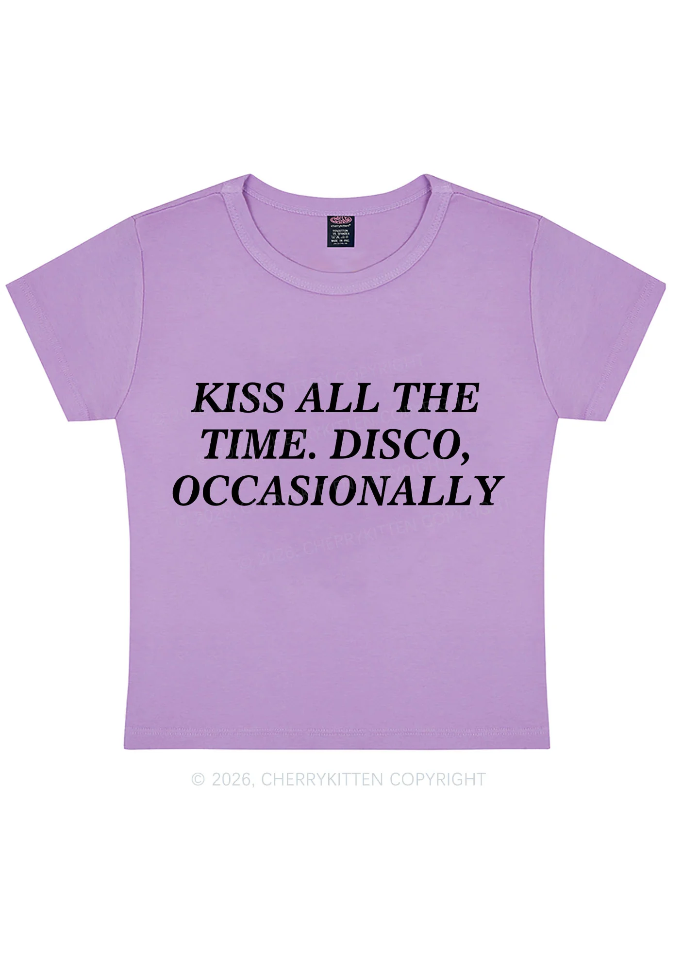 Kiss All The Time Y2K Baby Tee Cherrykitten - Image 6
