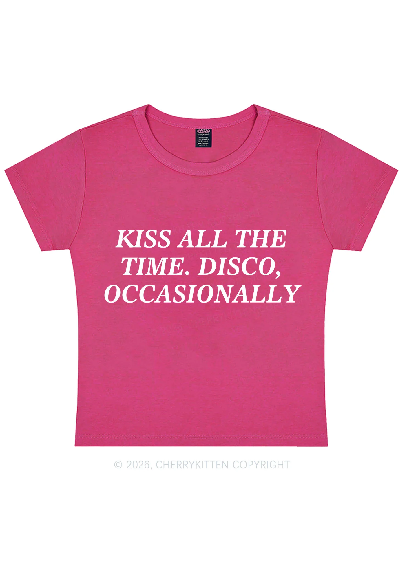 Kiss All The Time Y2K Baby Tee Cherrykitten - Image 7