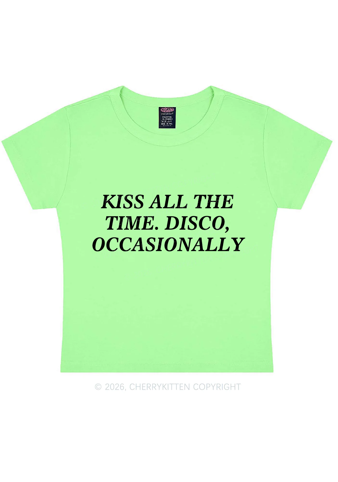 Kiss All The Time Y2K Baby Tee Cherrykitten - Image 9