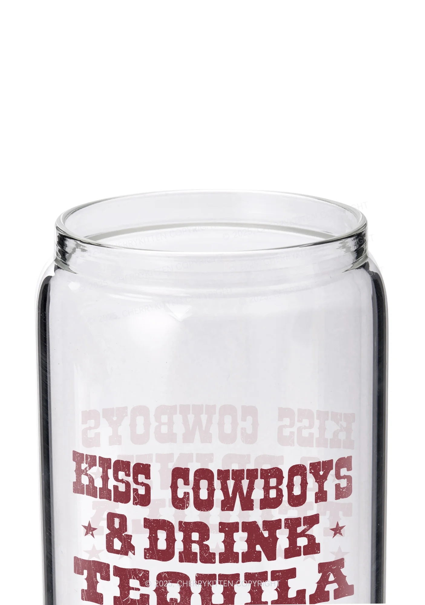 Kiss Cowboys Y2K Printed Glass Cup Cherrykitten - Image 2