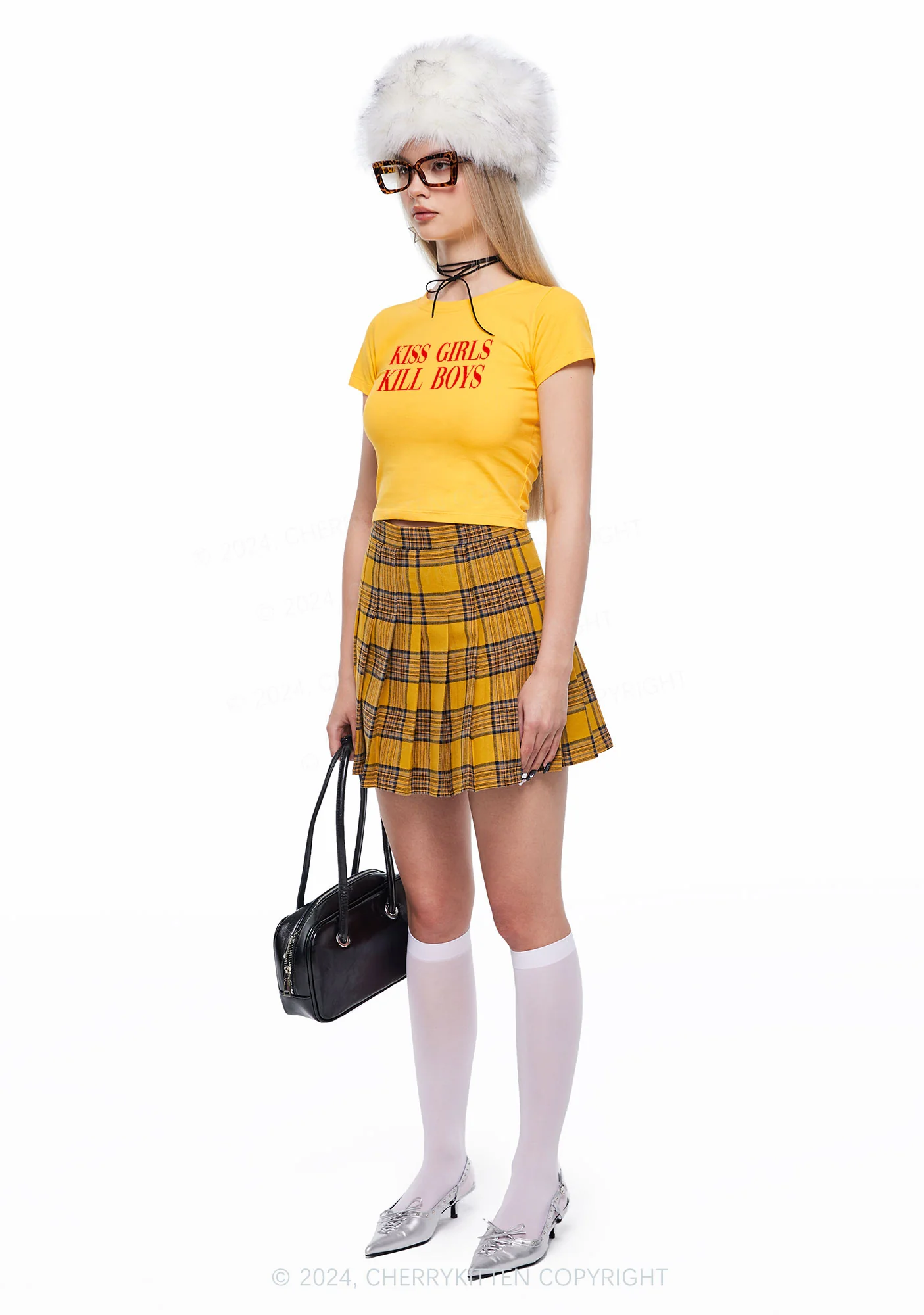 Kiss Girls Y2K Baby Tee Cherrykitten - Image 3