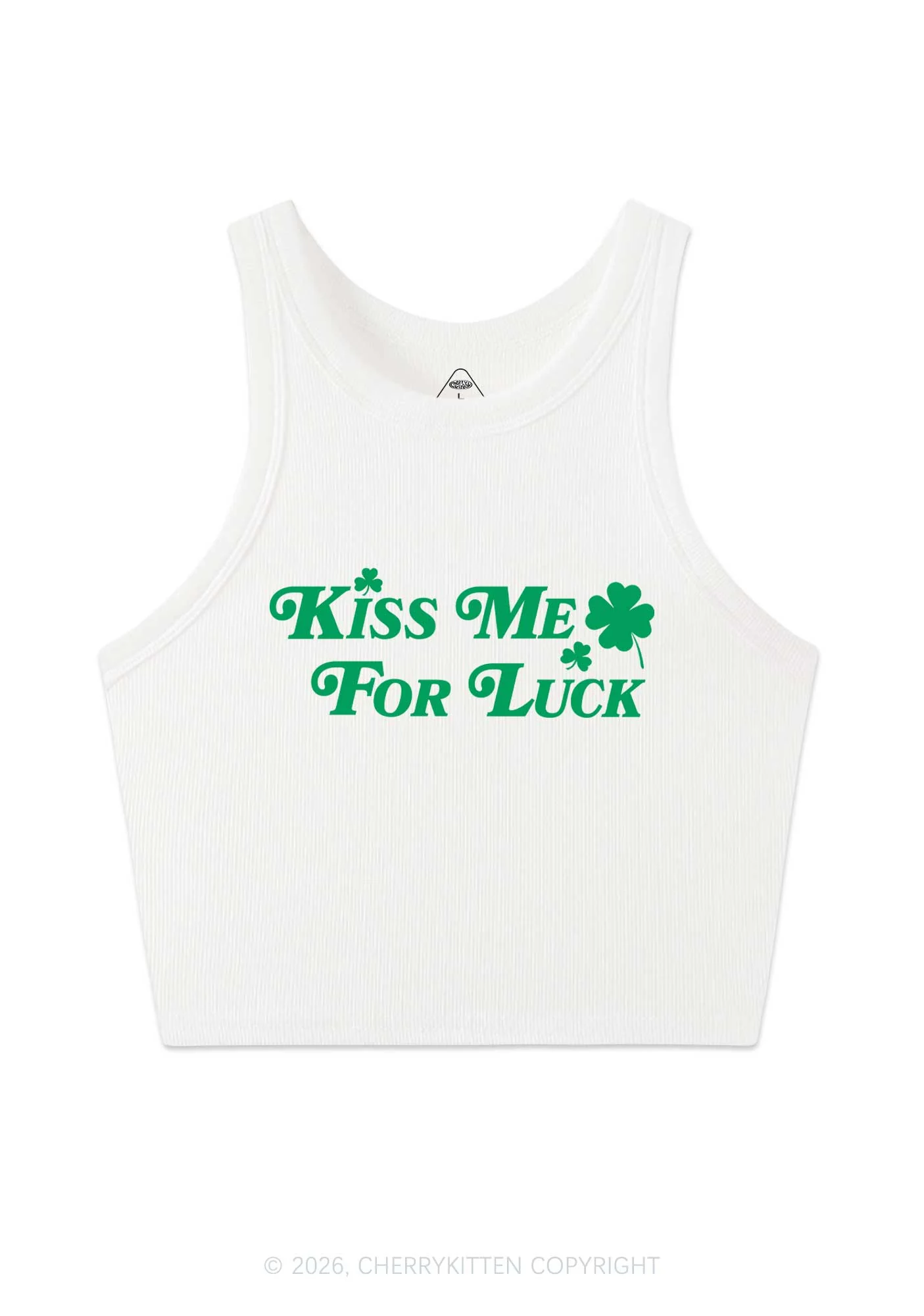 Kiss Me For Luck St Patricks Y2K Crop Tank Top Cherrykitten - Image 4