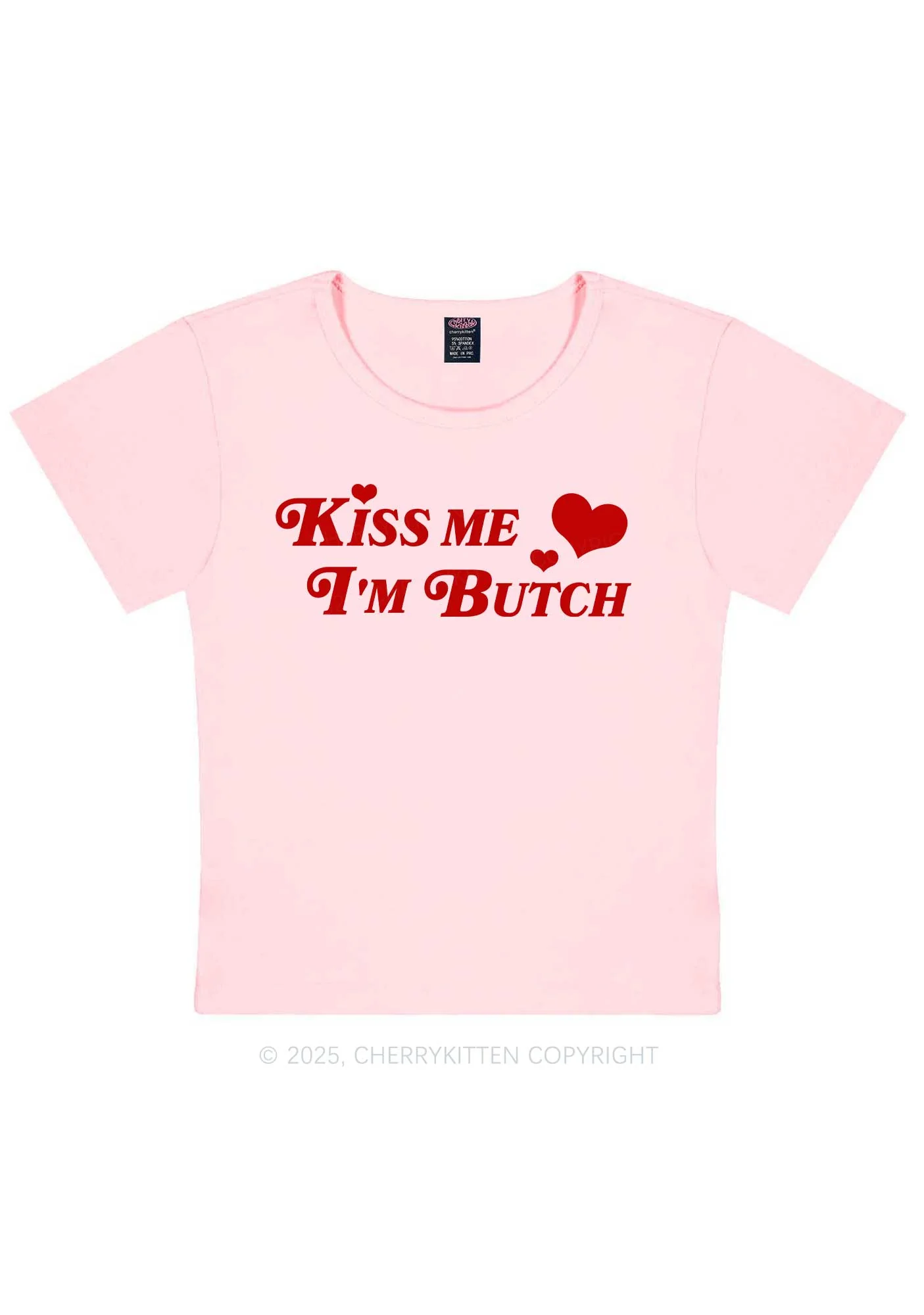 Kiss Me Im Butch Y2K Baby Tee Cherrykitten - Image 12