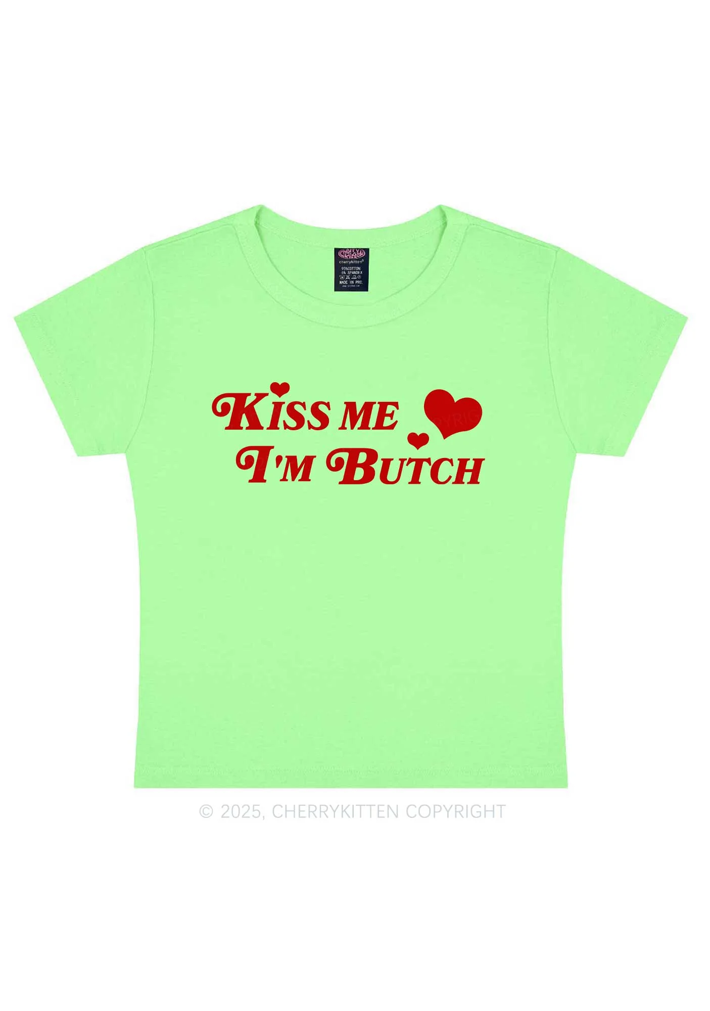 Kiss Me Im Butch Y2K Baby Tee Cherrykitten - Image 13
