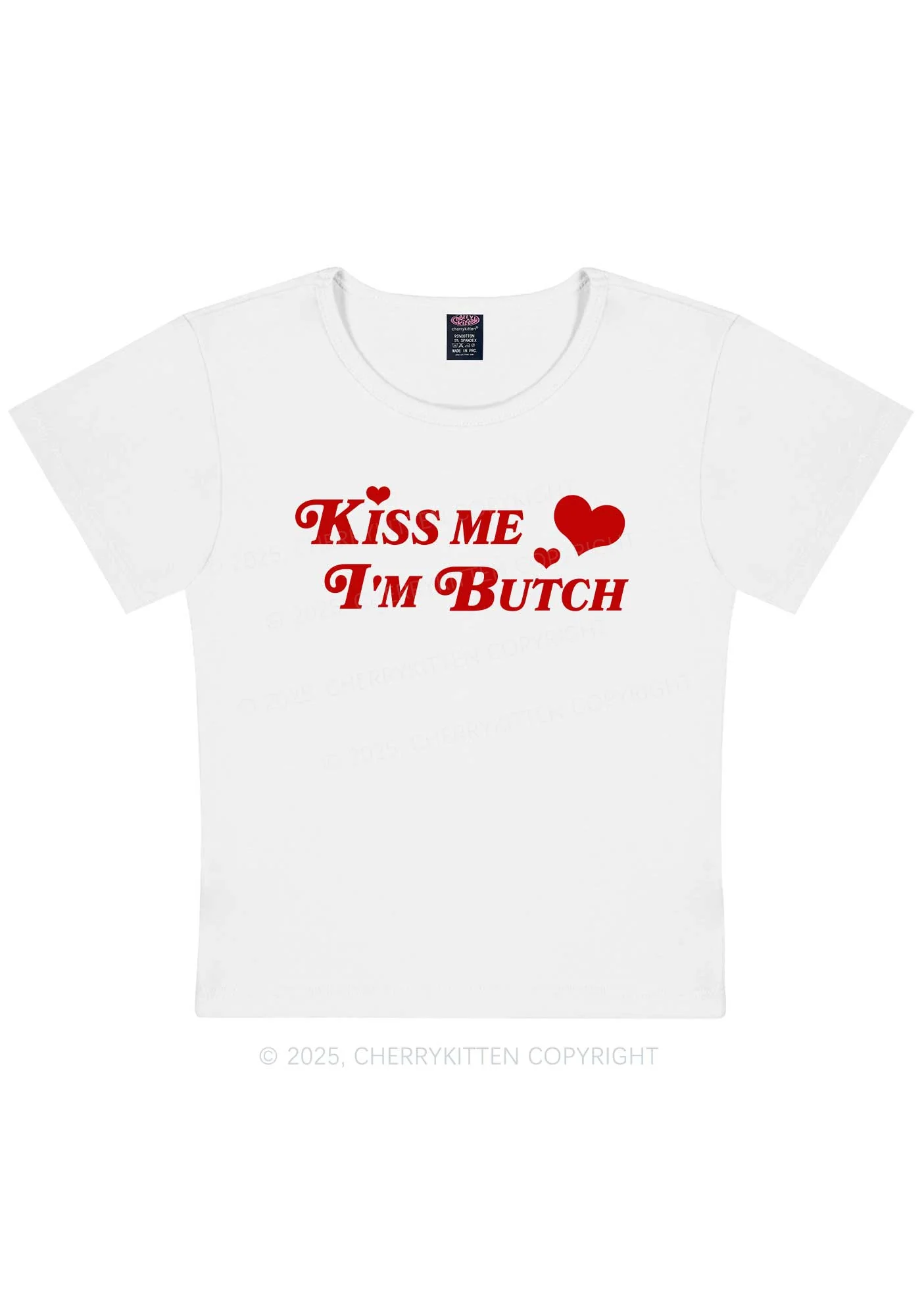 Kiss Me Im Butch Y2K Baby Tee Cherrykitten - Image 4