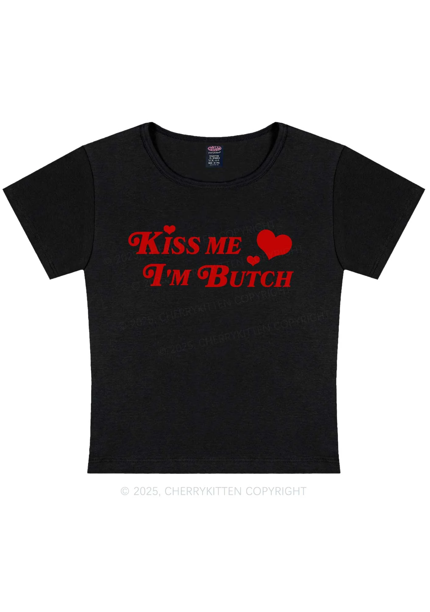Kiss Me Im Butch Y2K Baby Tee Cherrykitten - Image 5