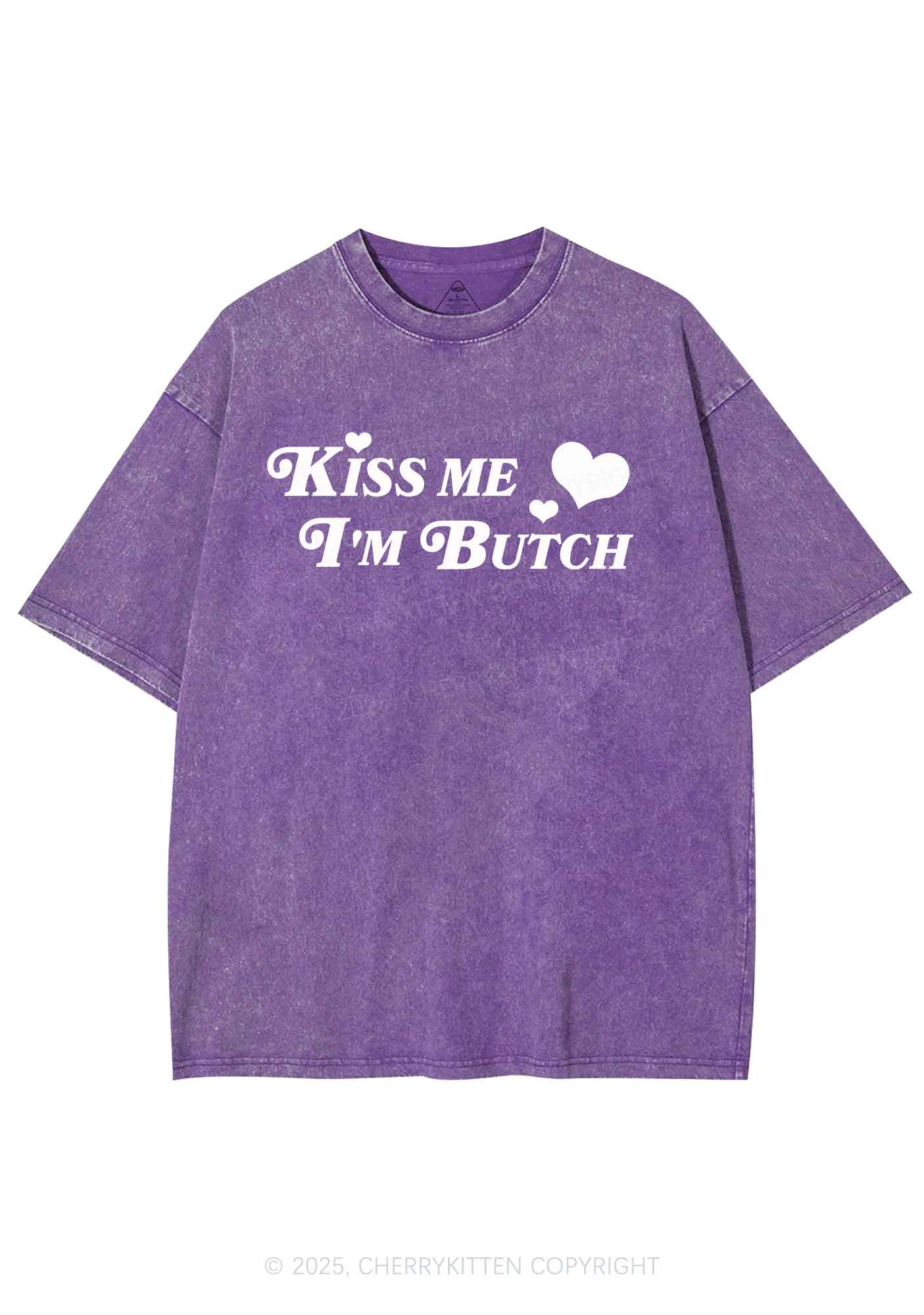 Kiss Me Im Butch Y2K Shirts Washed Tee Cherrykitten - Image 5