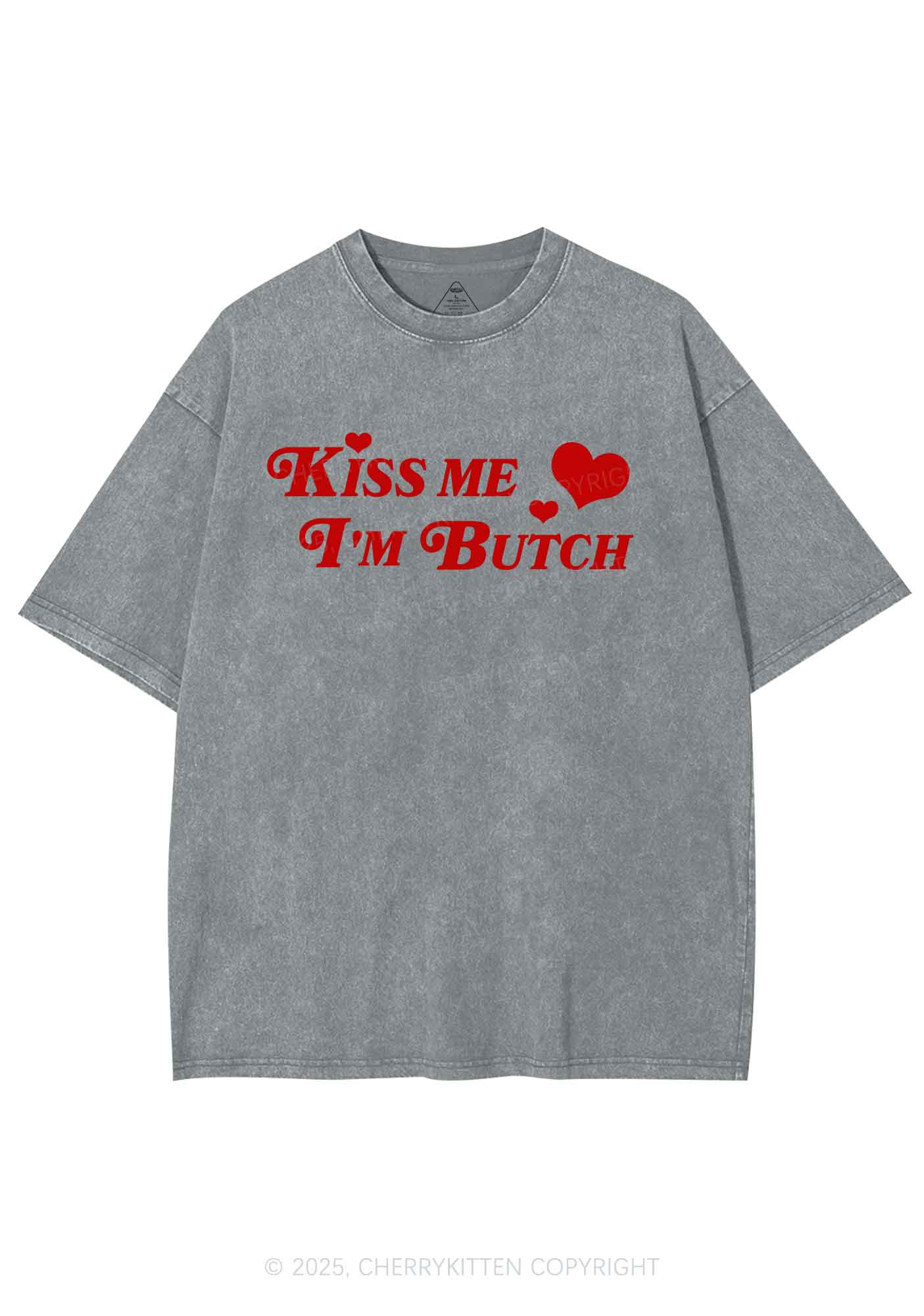 Kiss Me Im Butch Y2K Shirts Washed Tee Cherrykitten - Image 8