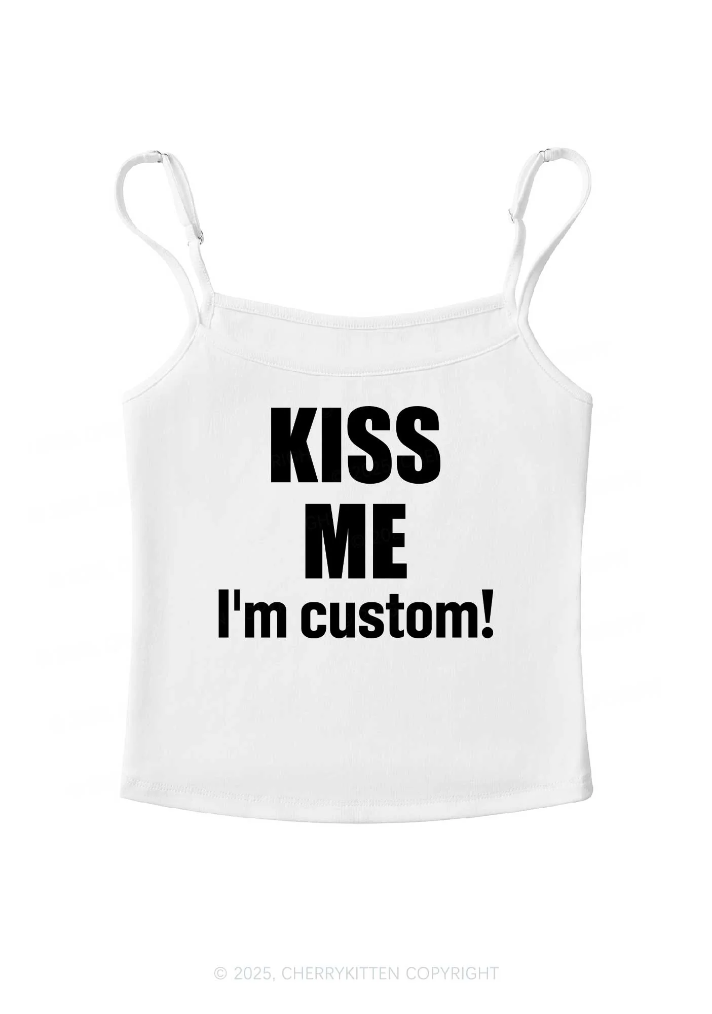 Kiss Me Im Custom Y2K Spaghetti Strap Cami Cherrykitten - Image 3