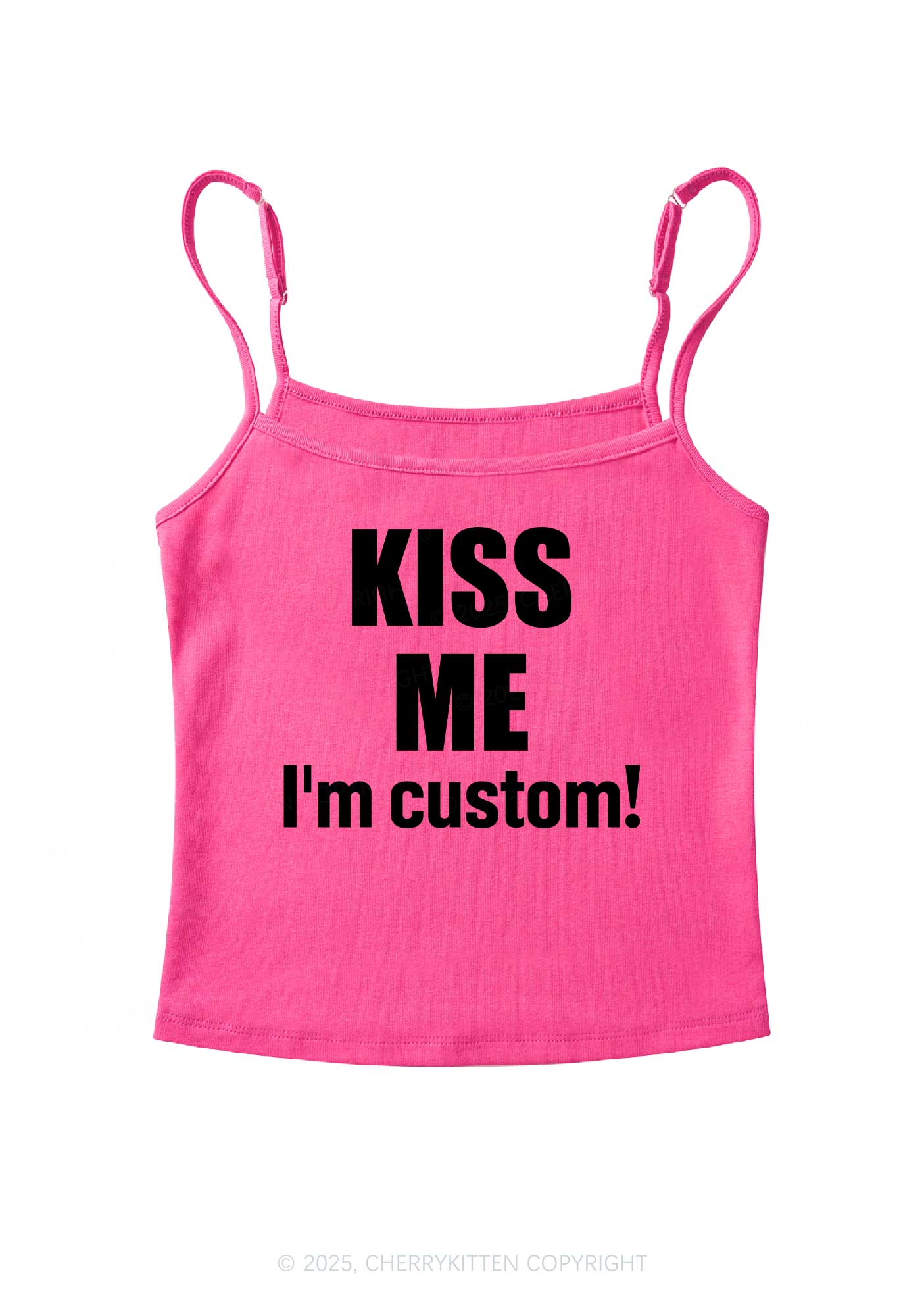 Kiss Me Im Custom Y2K Spaghetti Strap Cami Cherrykitten - Image 4