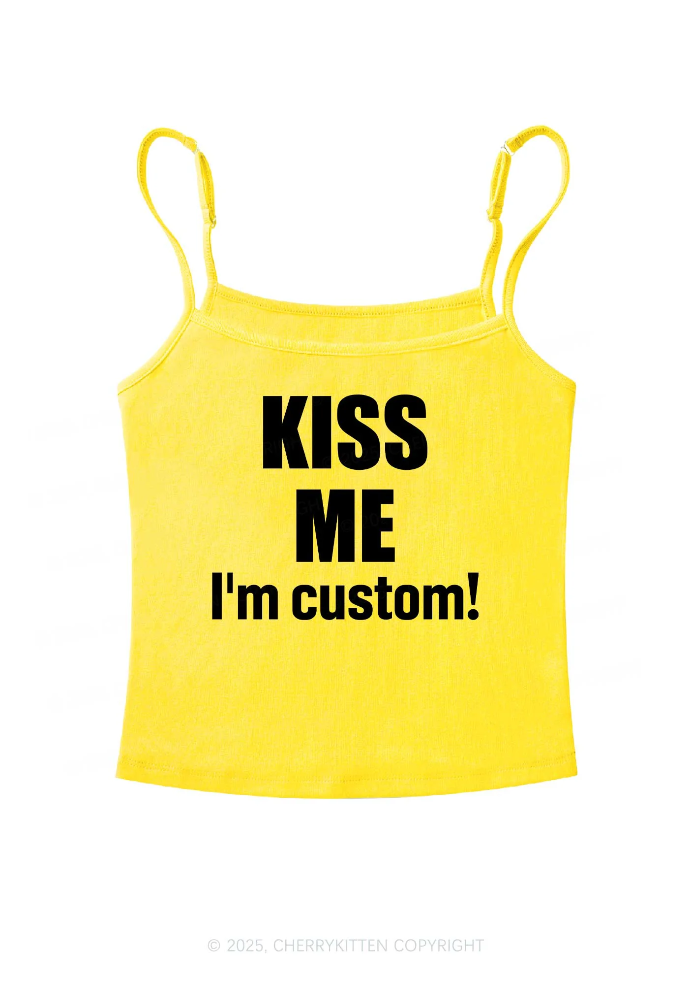 Kiss Me Im Custom Y2K Spaghetti Strap Cami Cherrykitten - Image 5
