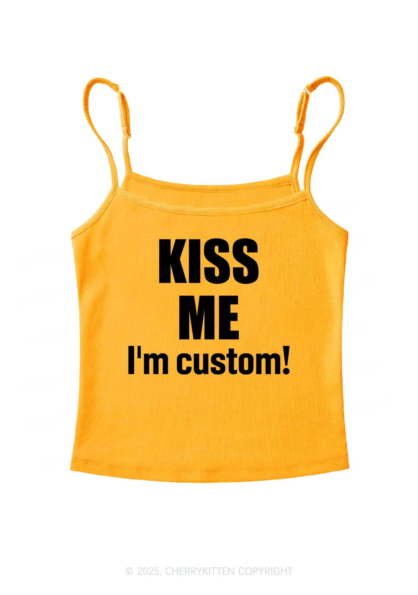Kiss Me Im Custom Y2K Spaghetti Strap Cami Cherrykitten - Image 6