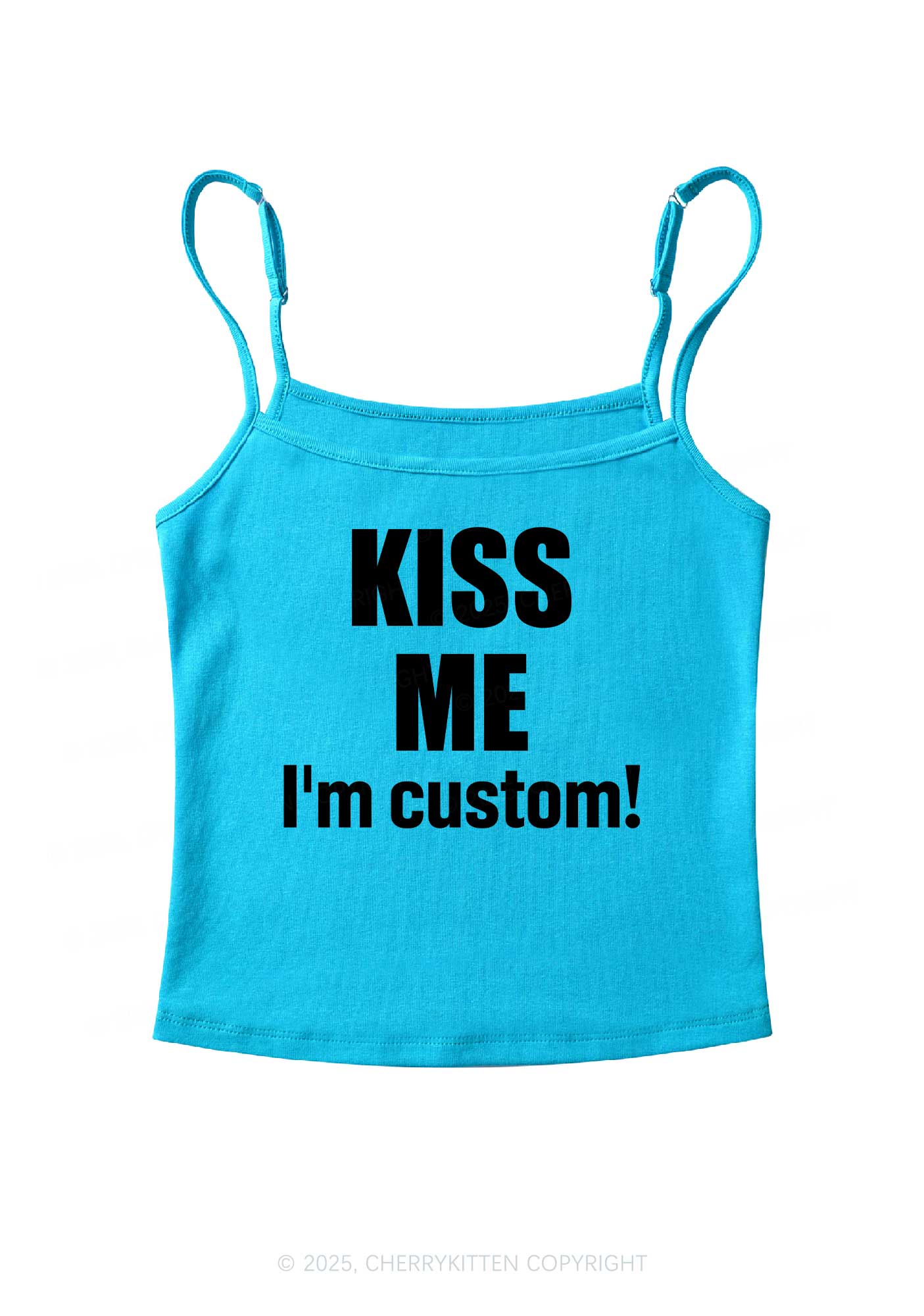 Kiss Me Im Custom Y2K Spaghetti Strap Cami Cherrykitten - Image 7