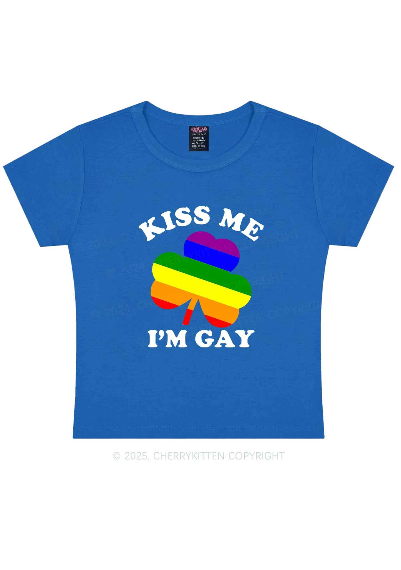 Kiss Me Im Gay St Patricks Y2K Baby Tee Cherrykitten - Image 11