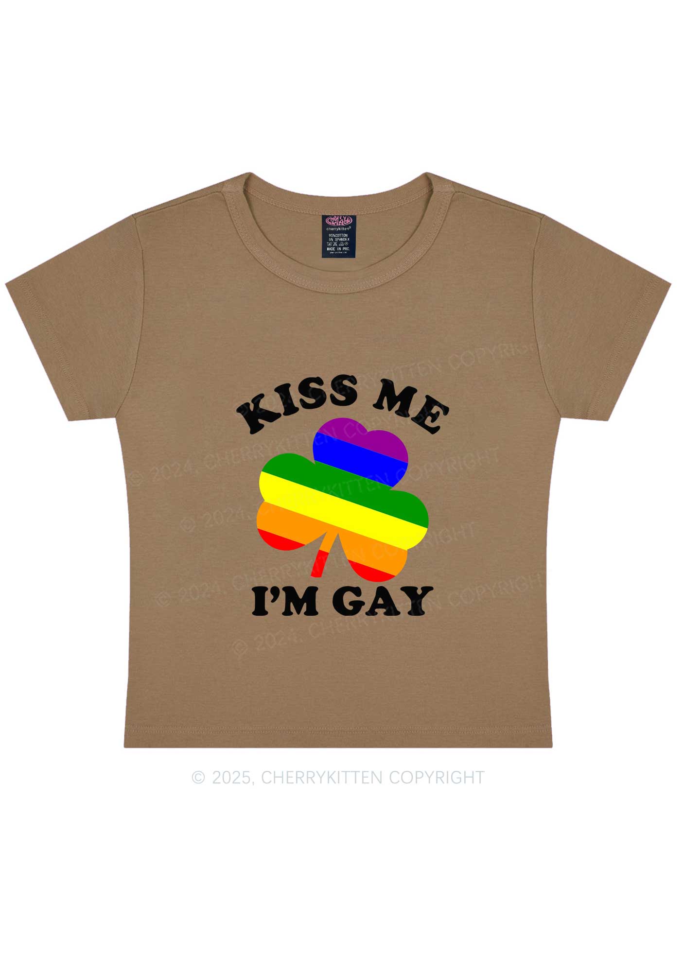 Kiss Me Im Gay St Patricks Y2K Baby Tee Cherrykitten - Image 12