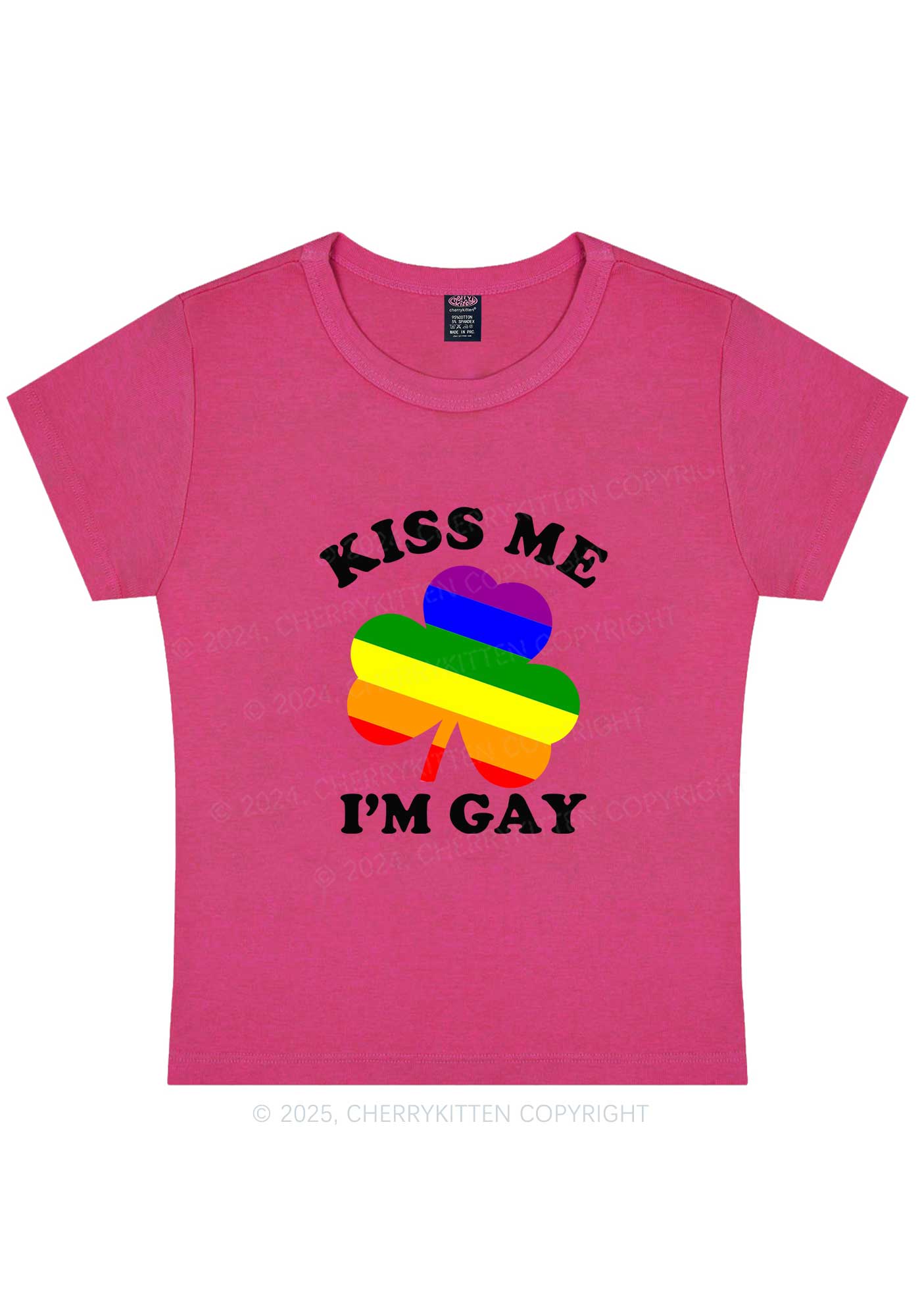 Kiss Me Im Gay St Patricks Y2K Baby Tee Cherrykitten - Image 8