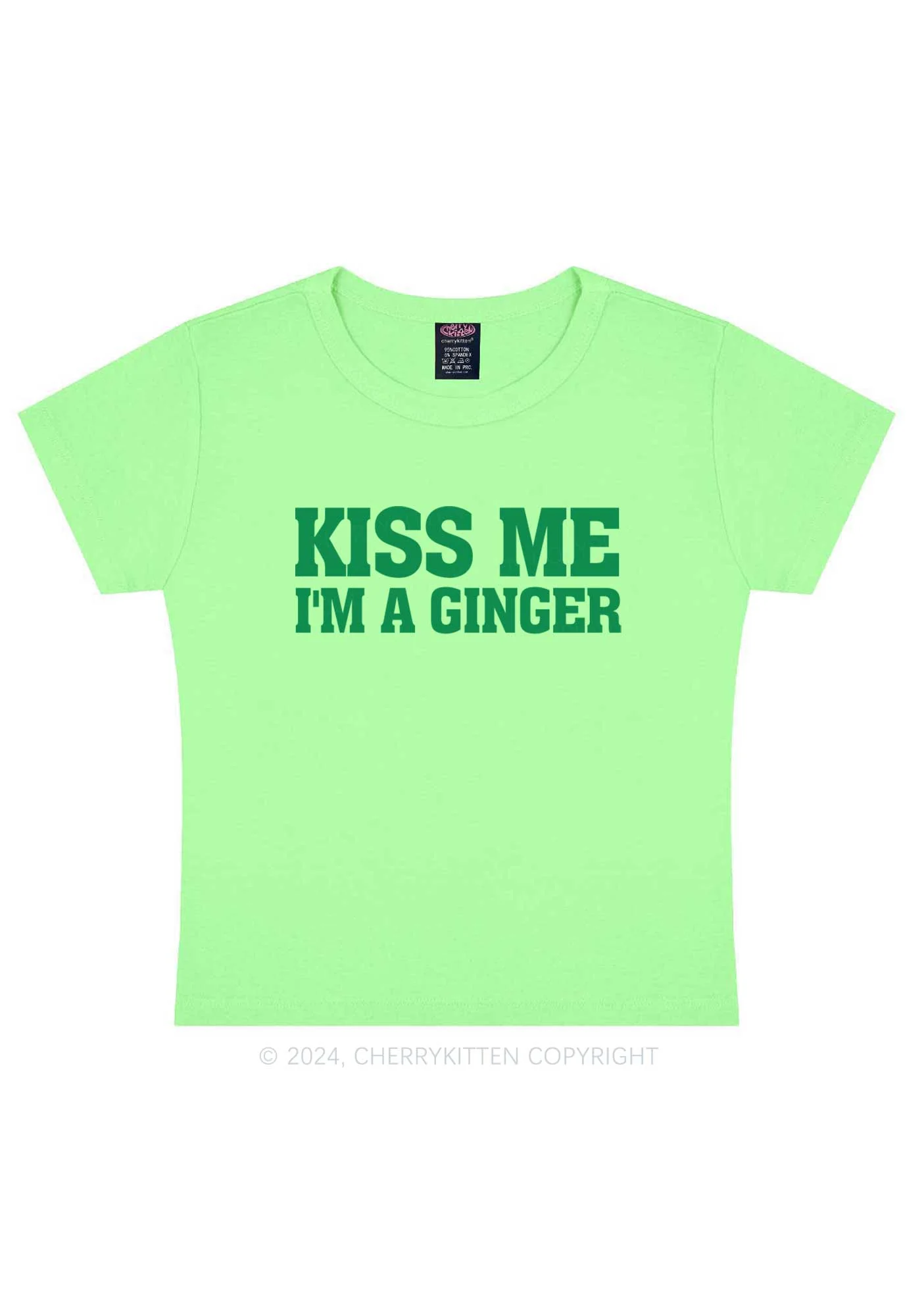 Kiss Me Im Ginger St Patricks Y2K Baby Tee Cherrykitten - Image 11