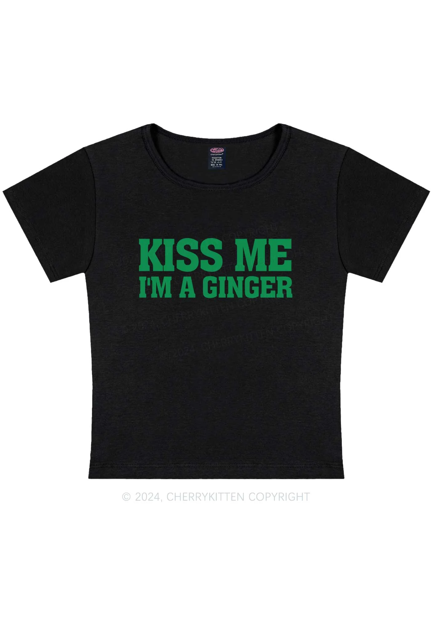 Kiss Me Im Ginger St Patricks Y2K Baby Tee Cherrykitten - Image 4
