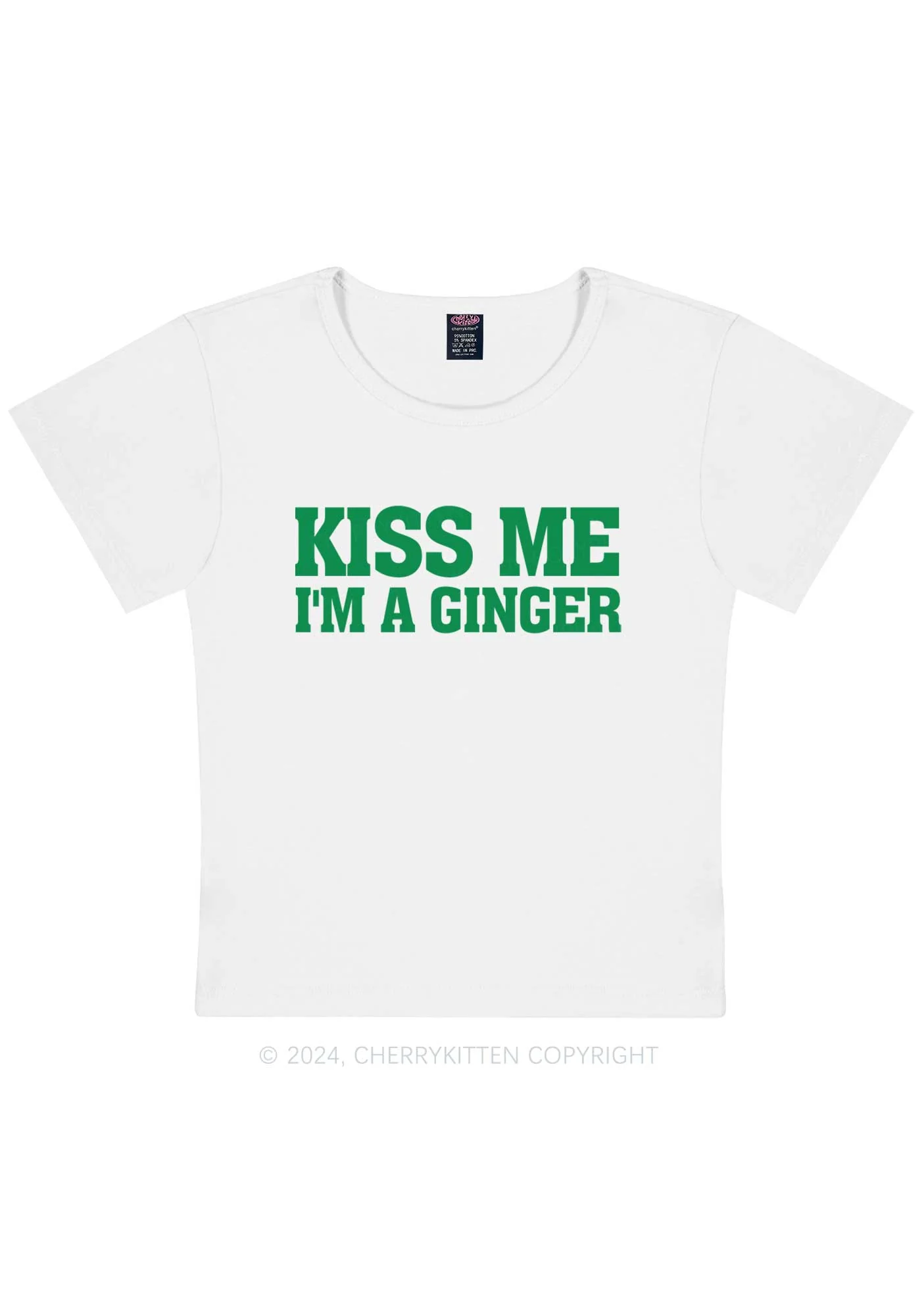 Kiss Me Im Ginger St Patricks Y2K Baby Tee Cherrykitten - Image 5