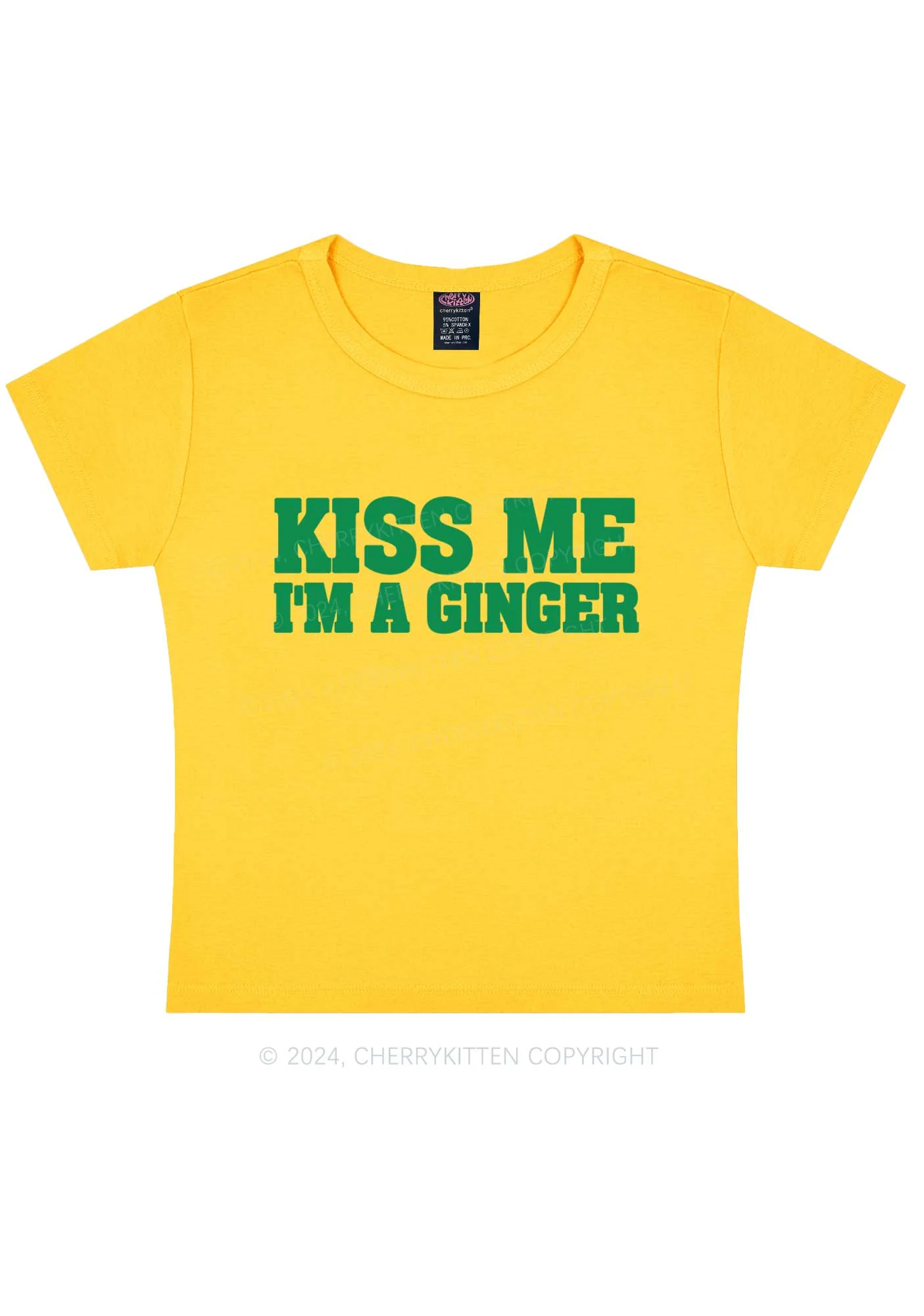 Kiss Me Im Ginger St Patricks Y2K Baby Tee Cherrykitten - Image 6