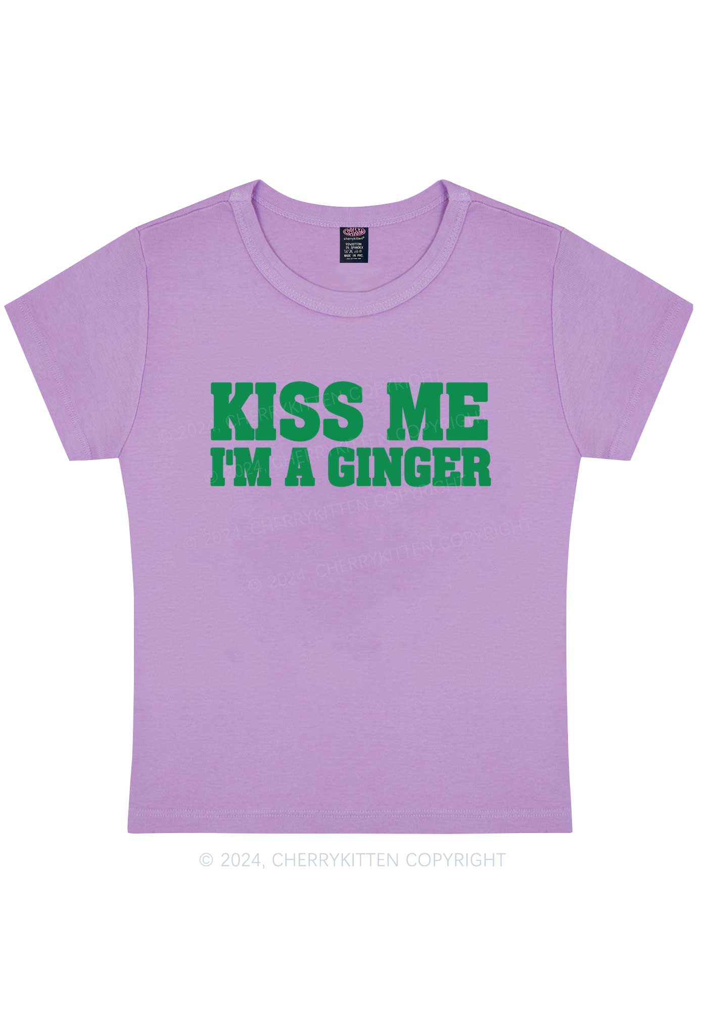 Kiss Me Im Ginger St Patricks Y2K Baby Tee Cherrykitten - Image 7