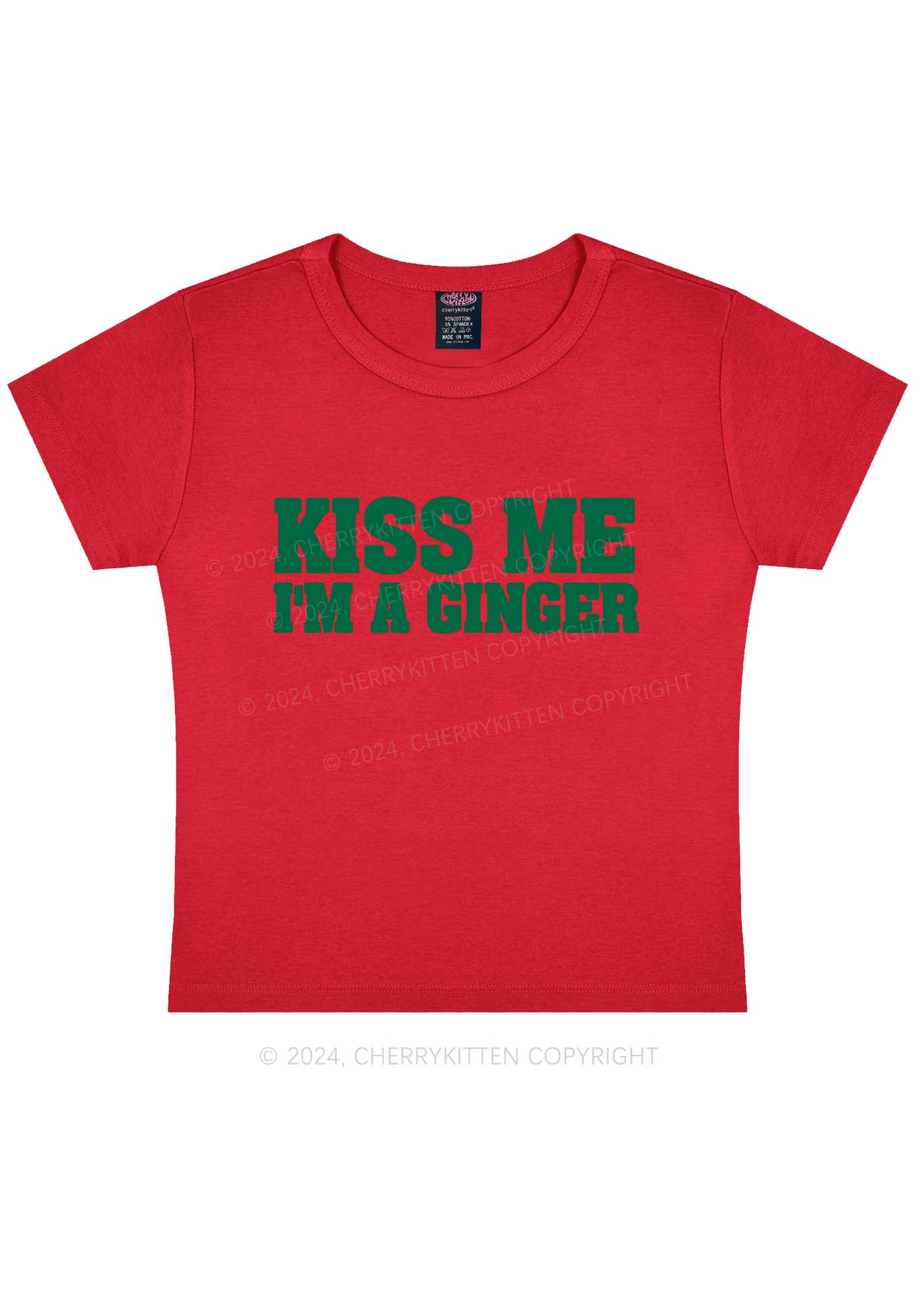 Kiss Me Im Ginger St Patricks Y2K Baby Tee Cherrykitten - Image 9