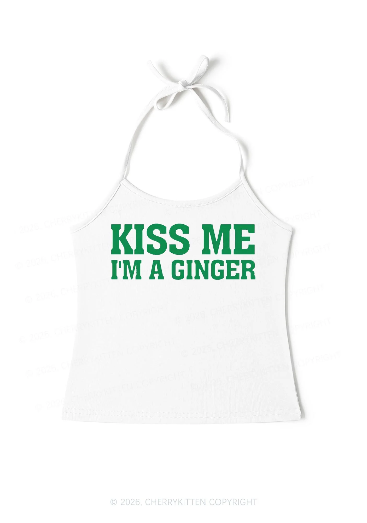 Kiss Me Im Ginger St Patricks Y2K Halter Neck Cami Cherrykitten - Image 3