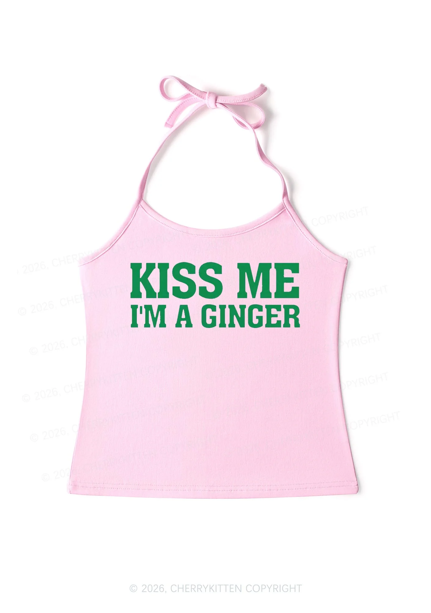 Kiss Me Im Ginger St Patricks Y2K Halter Neck Cami Cherrykitten - Image 4