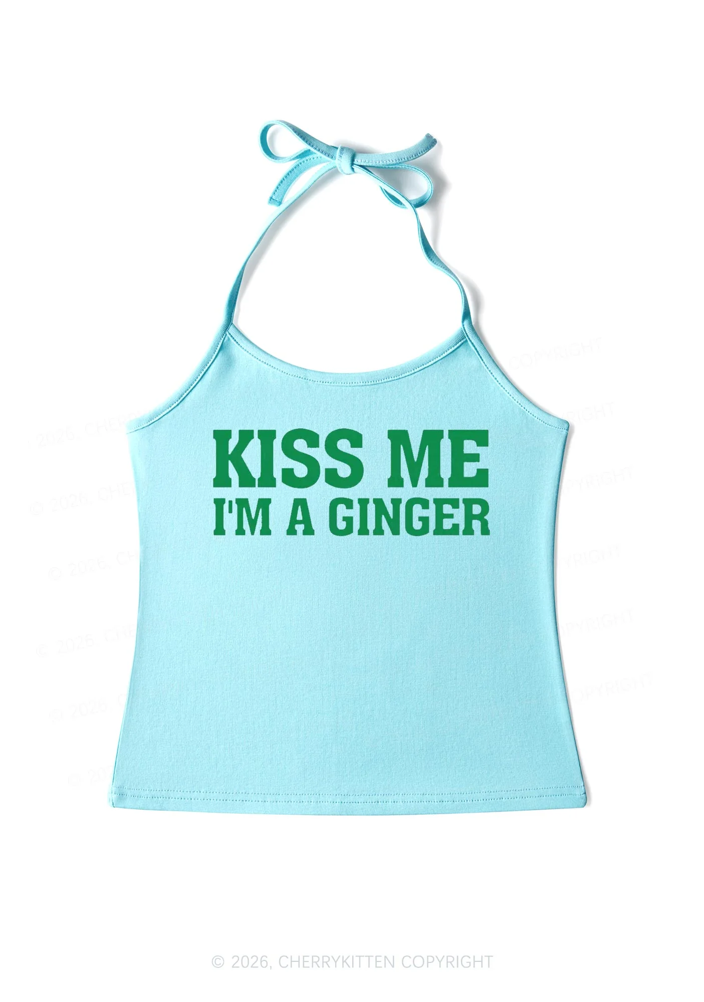 Kiss Me Im Ginger St Patricks Y2K Halter Neck Cami Cherrykitten - Image 5