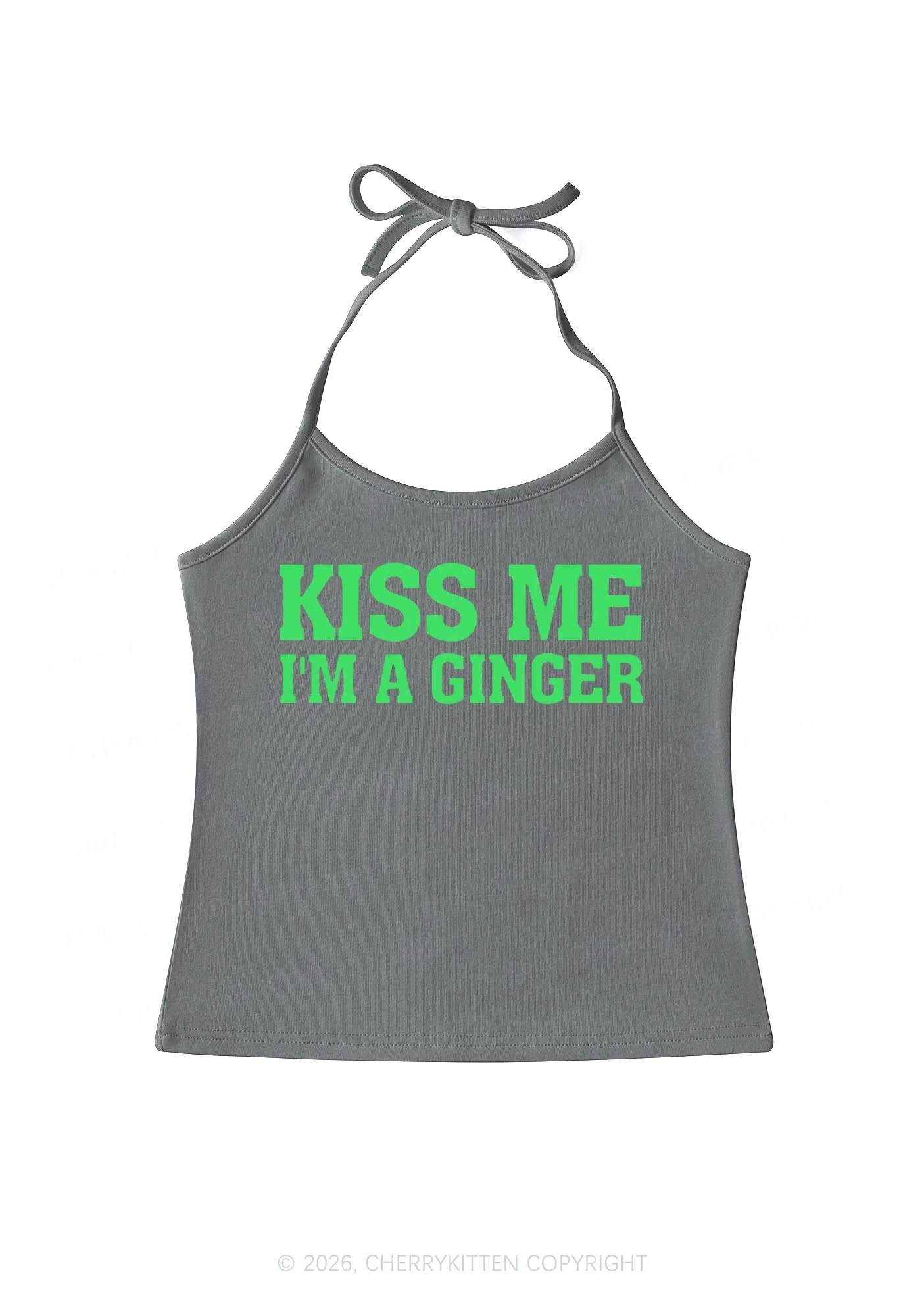 Kiss Me Im Ginger St Patricks Y2K Halter Neck Cami Cherrykitten - Image 8