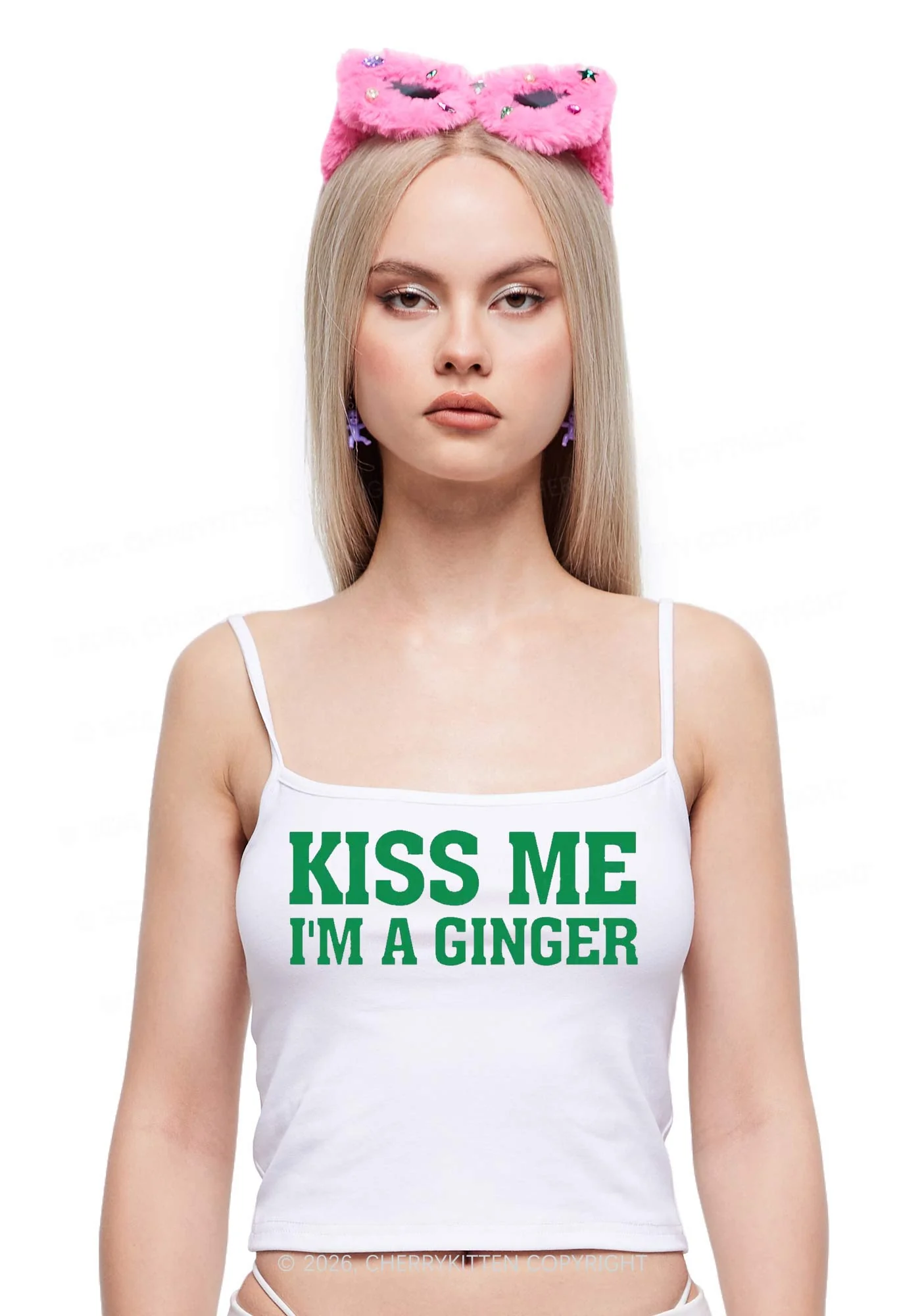 Kiss Me Im Ginger St Patricks Y2K Spaghetti Strap Cami Cherrykitten - Image 2