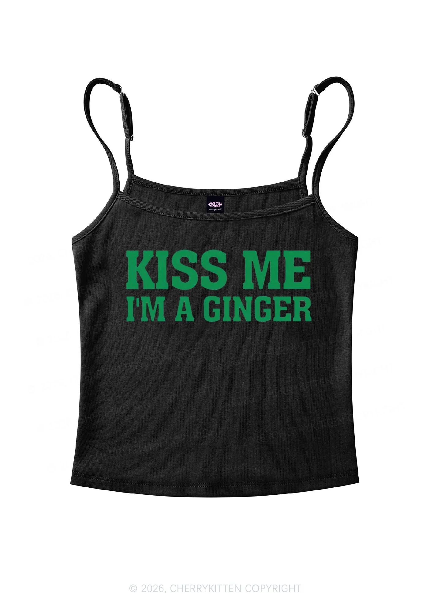 Kiss Me Im Ginger St Patricks Y2K Spaghetti Strap Cami Cherrykitten - Image 3