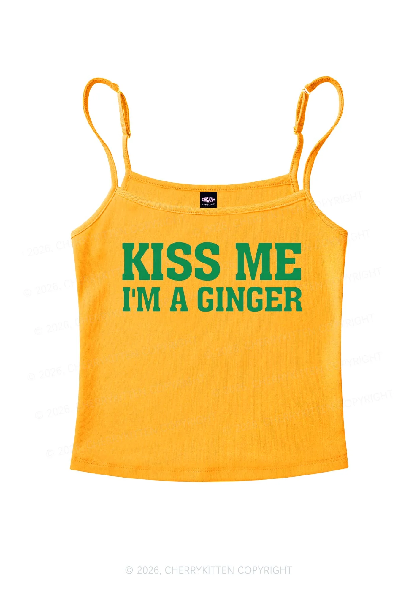 Kiss Me Im Ginger St Patricks Y2K Spaghetti Strap Cami Cherrykitten - Image 5