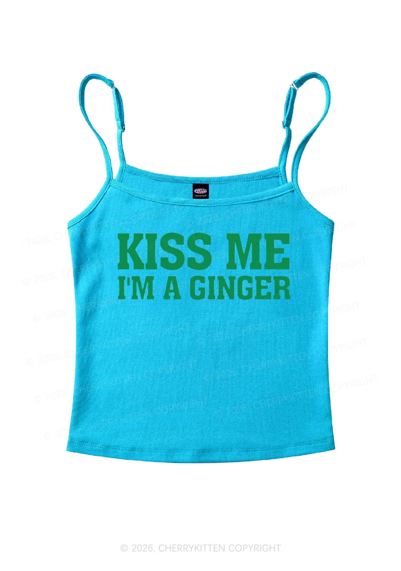 Kiss Me Im Ginger St Patricks Y2K Spaghetti Strap Cami Cherrykitten - Image 6