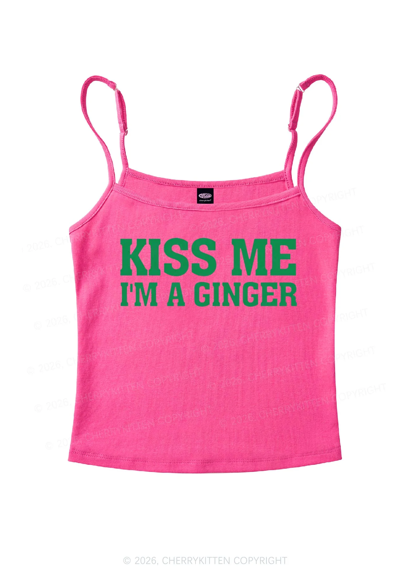 Kiss Me Im Ginger St Patricks Y2K Spaghetti Strap Cami Cherrykitten - Image 7