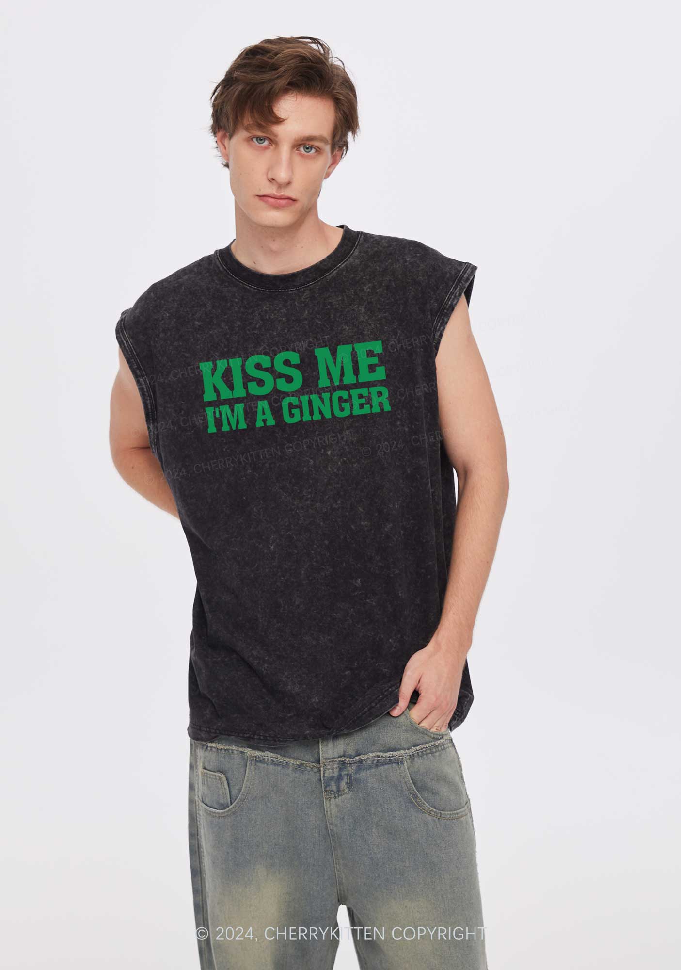 Kiss Me Im Ginger St Patricks Y2K Washed Tank Cherrykitten - Image 3