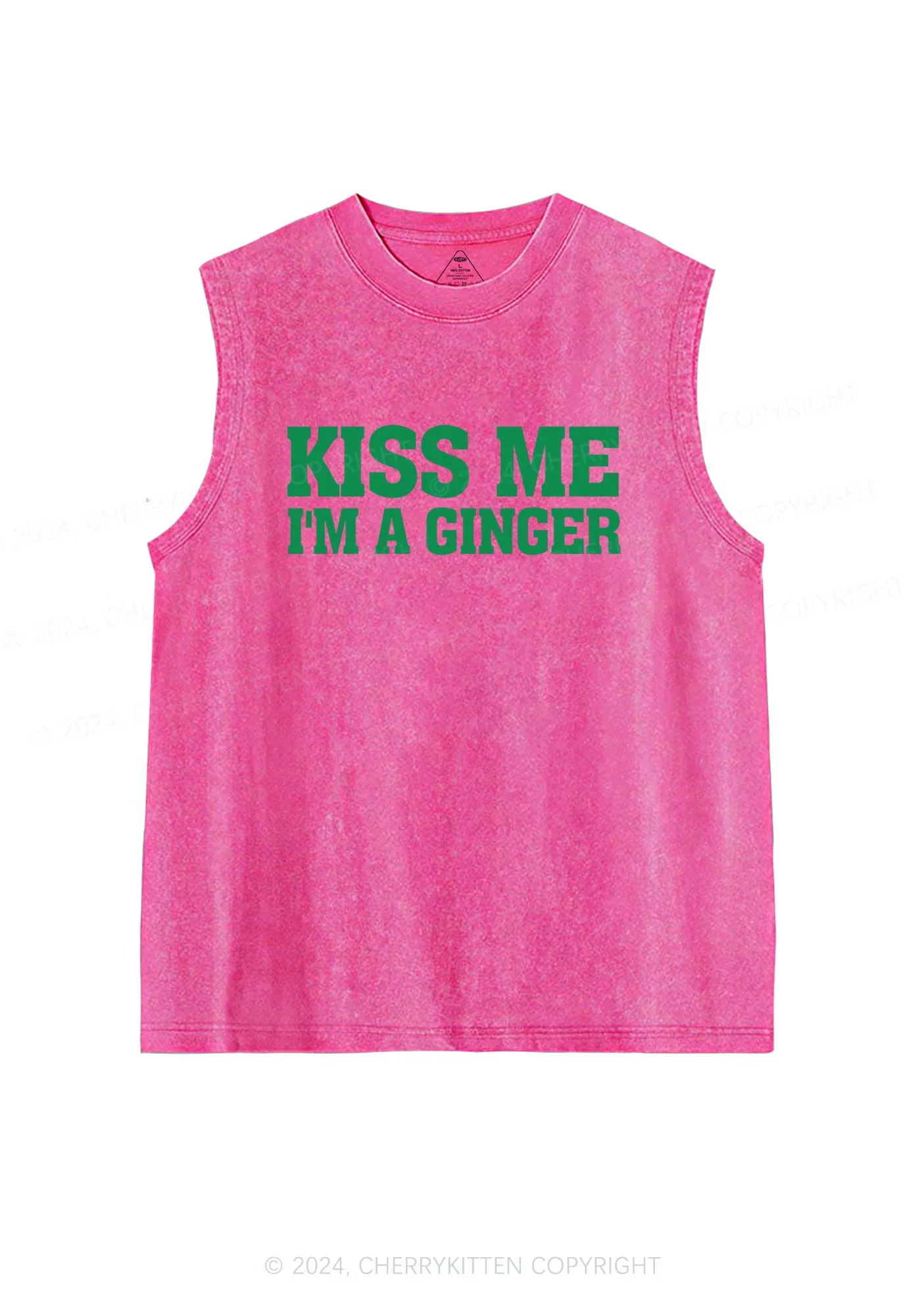 Kiss Me Im Ginger St Patricks Y2K Washed Tank Cherrykitten - Image 5