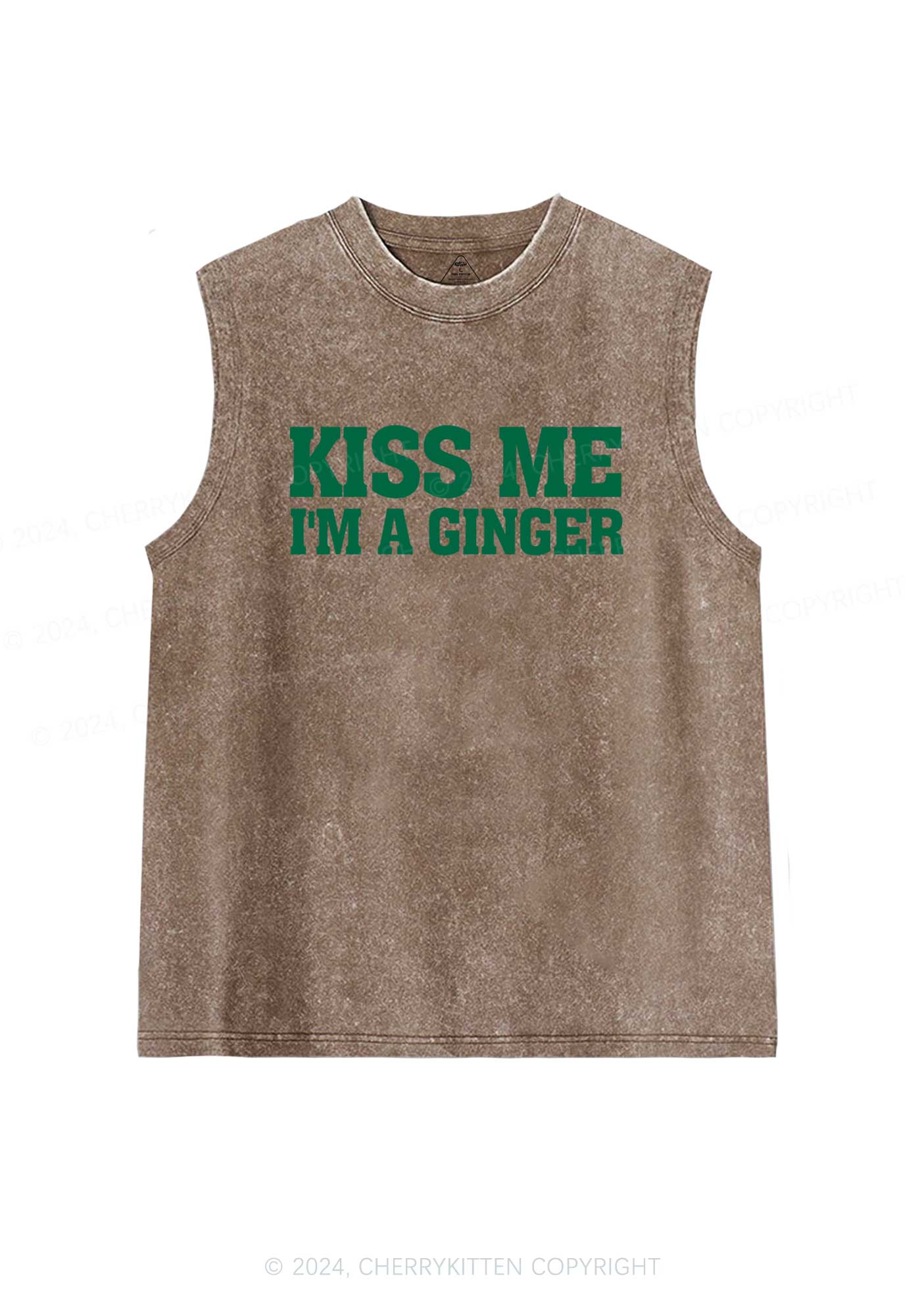 Kiss Me Im Ginger St Patricks Y2K Washed Tank Cherrykitten - Image 7