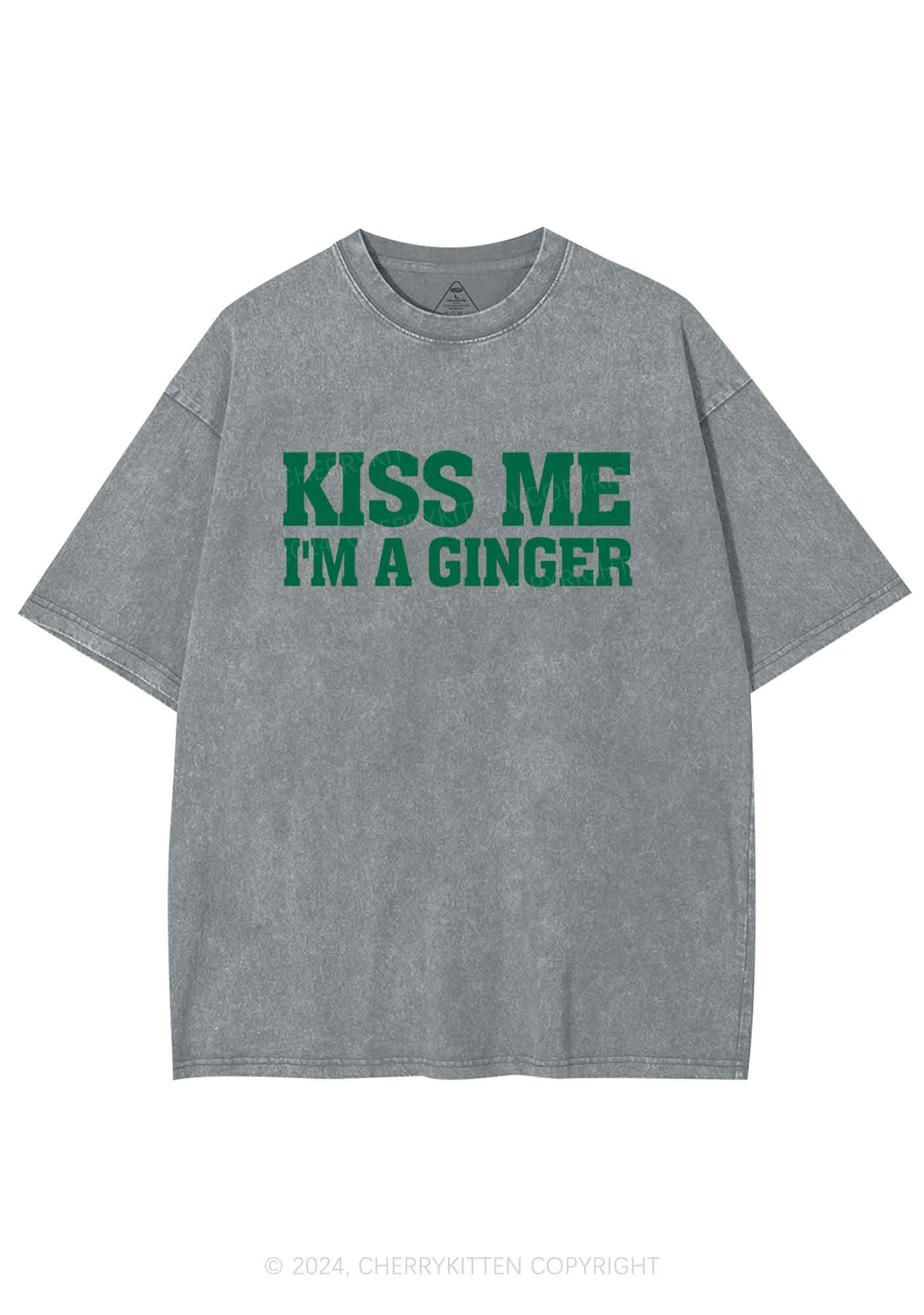 Kiss Me Im Ginger St Patricks Y2K Washed Tee Cherrykitten - Image 10