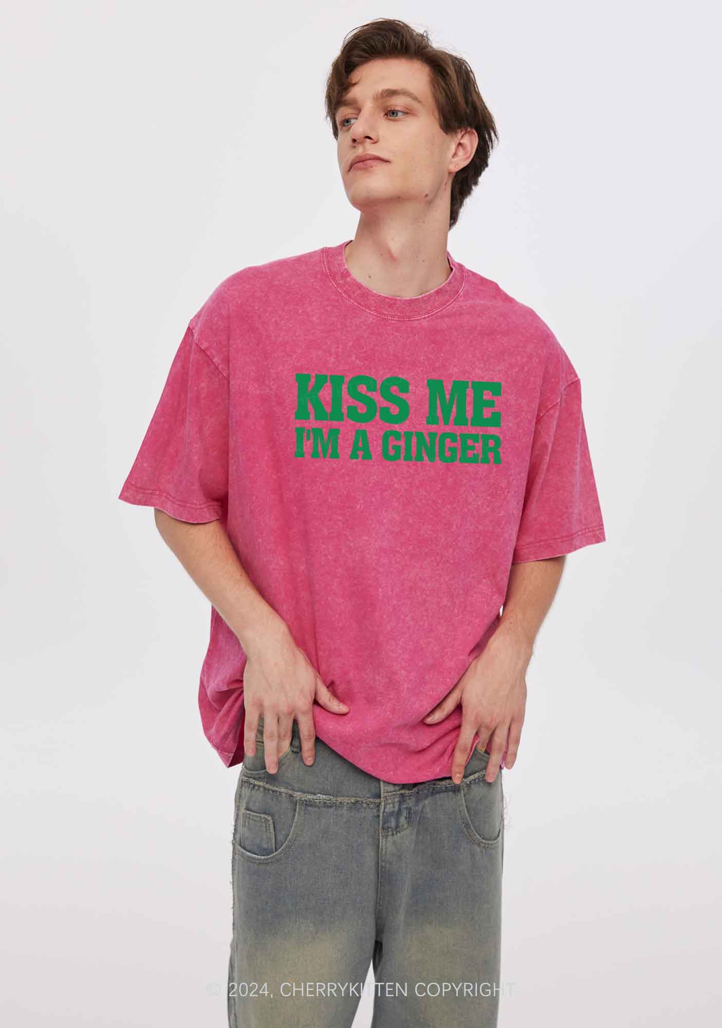 Kiss Me Im Ginger St Patricks Y2K Washed Tee Cherrykitten - Image 3
