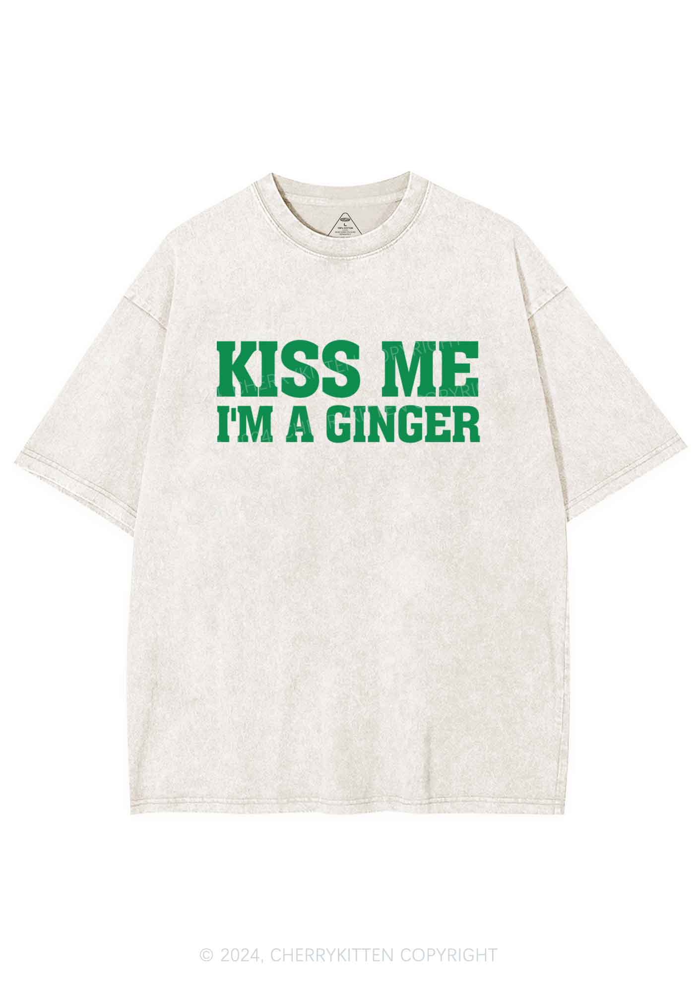 Kiss Me Im Ginger St Patricks Y2K Washed Tee Cherrykitten - Image 5